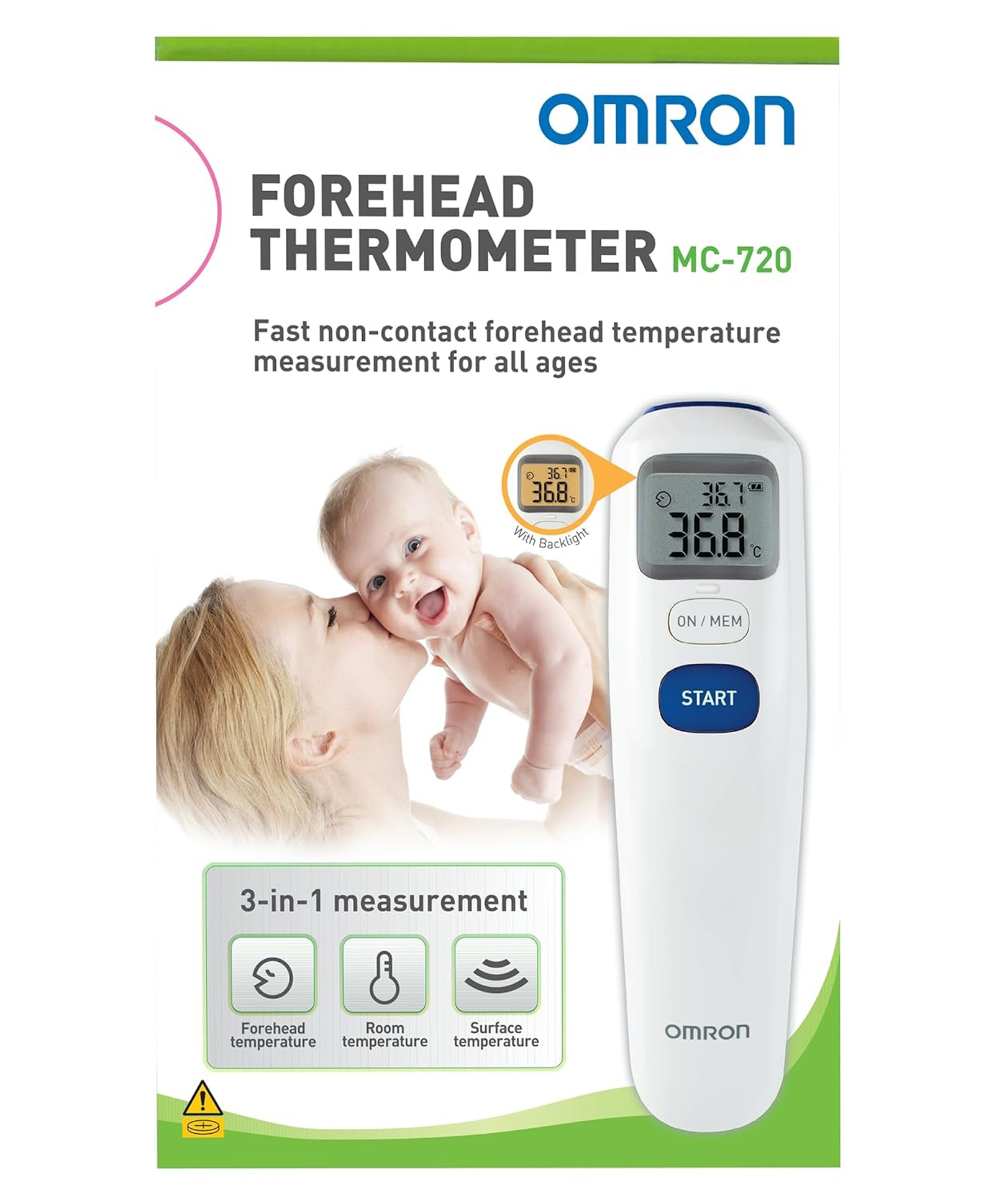 Omron MC 720 Non Contact Digital Infrared Forehead Thermometer With 1 Second Quick Measurement, 3 in 1 Measurement Mode, Auto On/off & Backlight - White-image-39