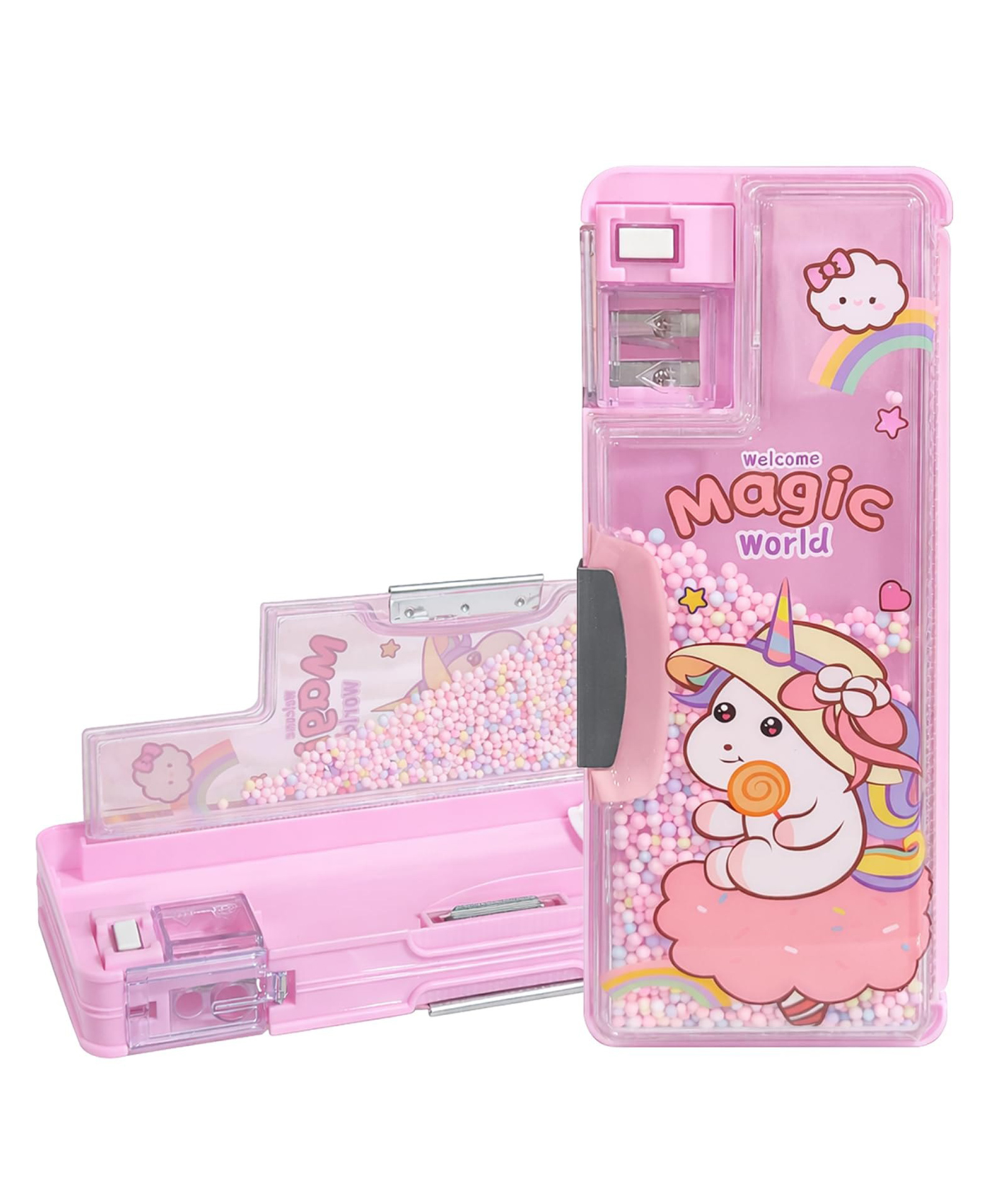 FunBlast Magnetic Pencil Box with Sharpener for Kids - Pack of 1 (Pink)-image-7