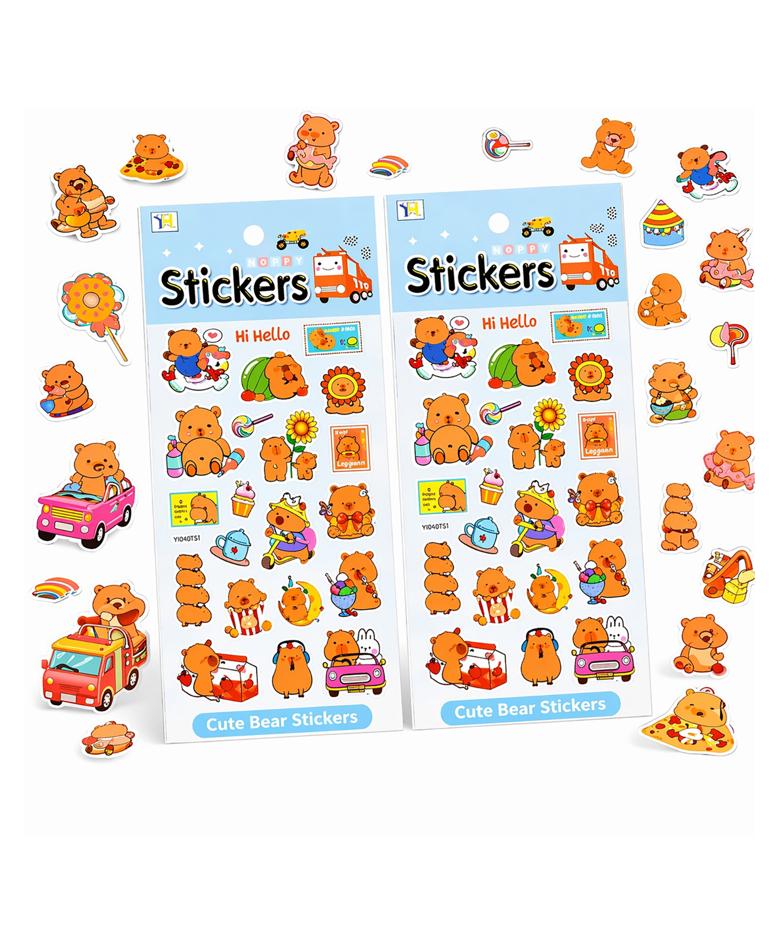 FunBlast Capybara Theme 3D Stickers - 2 Sheets/40 Pcs Aesthetic Puffy Sticker for Kids (Blue)-picture-36