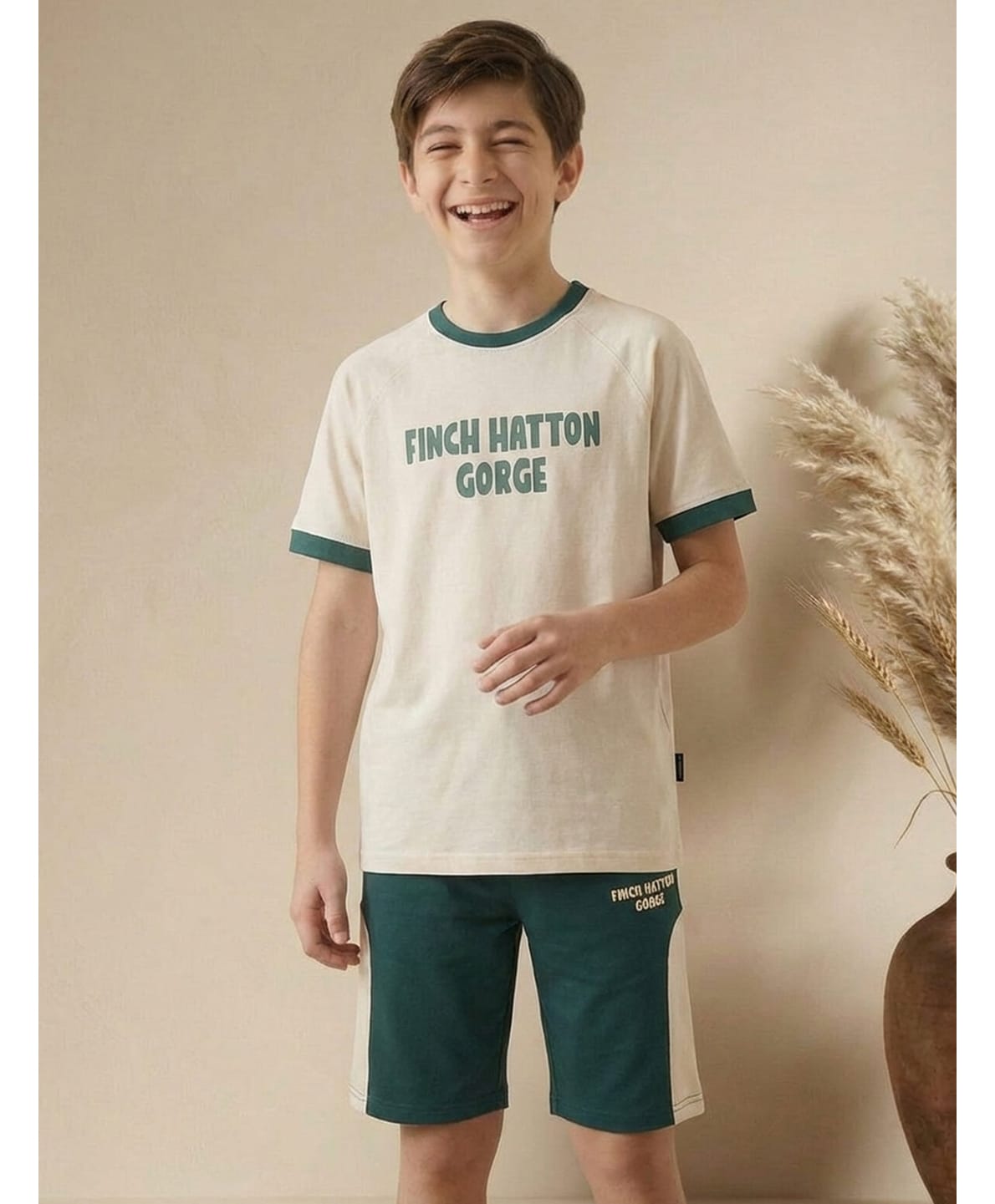 Lil Tomatoes Cotton Knit Half Sleeves Typography Printed Tee & Shorts Night Suit - Cream-image-37