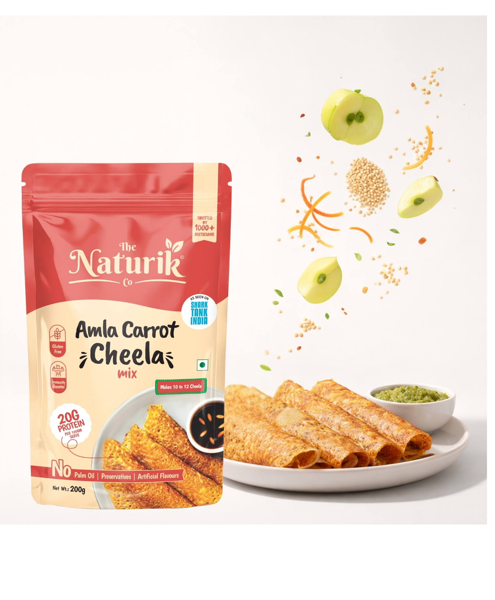 The Naturik Co Millet Carrot Cheela Mix (Ready to Cook Cheela and Dosa Mix) (200g x 2 - 400g)-image-24