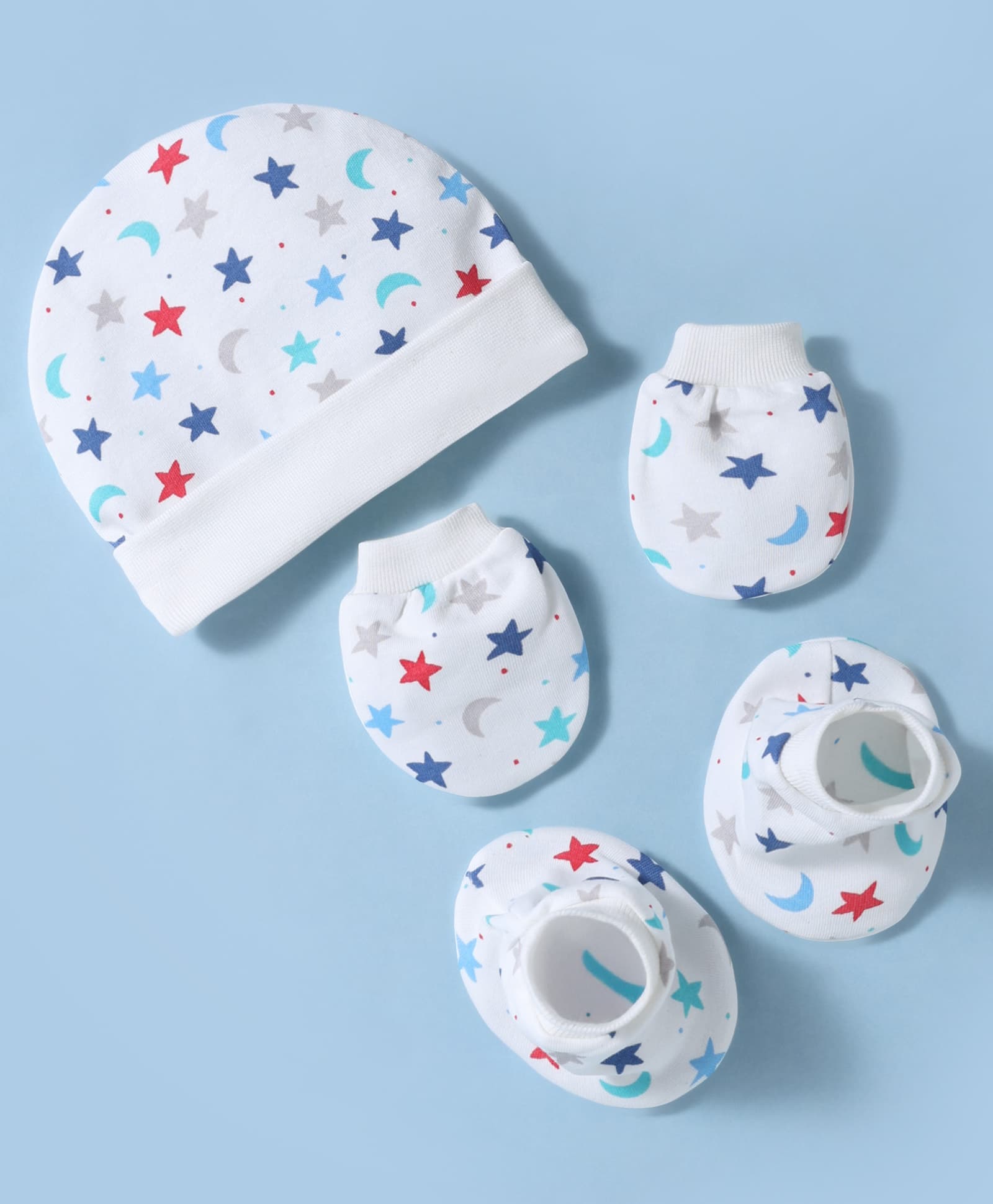 Ben Benny Interlock Knit Cap, Mitten & Booties Set With Star Print White - Diameter 15 cm-picture-24