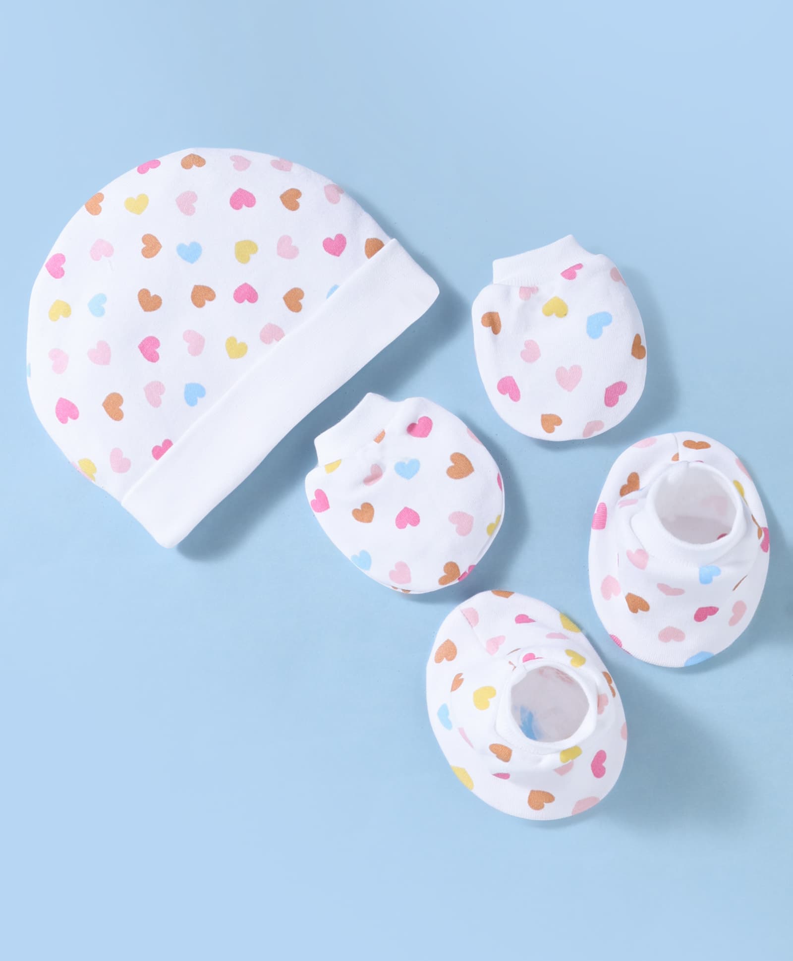Ben Benny Interlock Knit Cap, Mitten & Booties Set With Heart Print White - Diameter 15 cm-picture-28