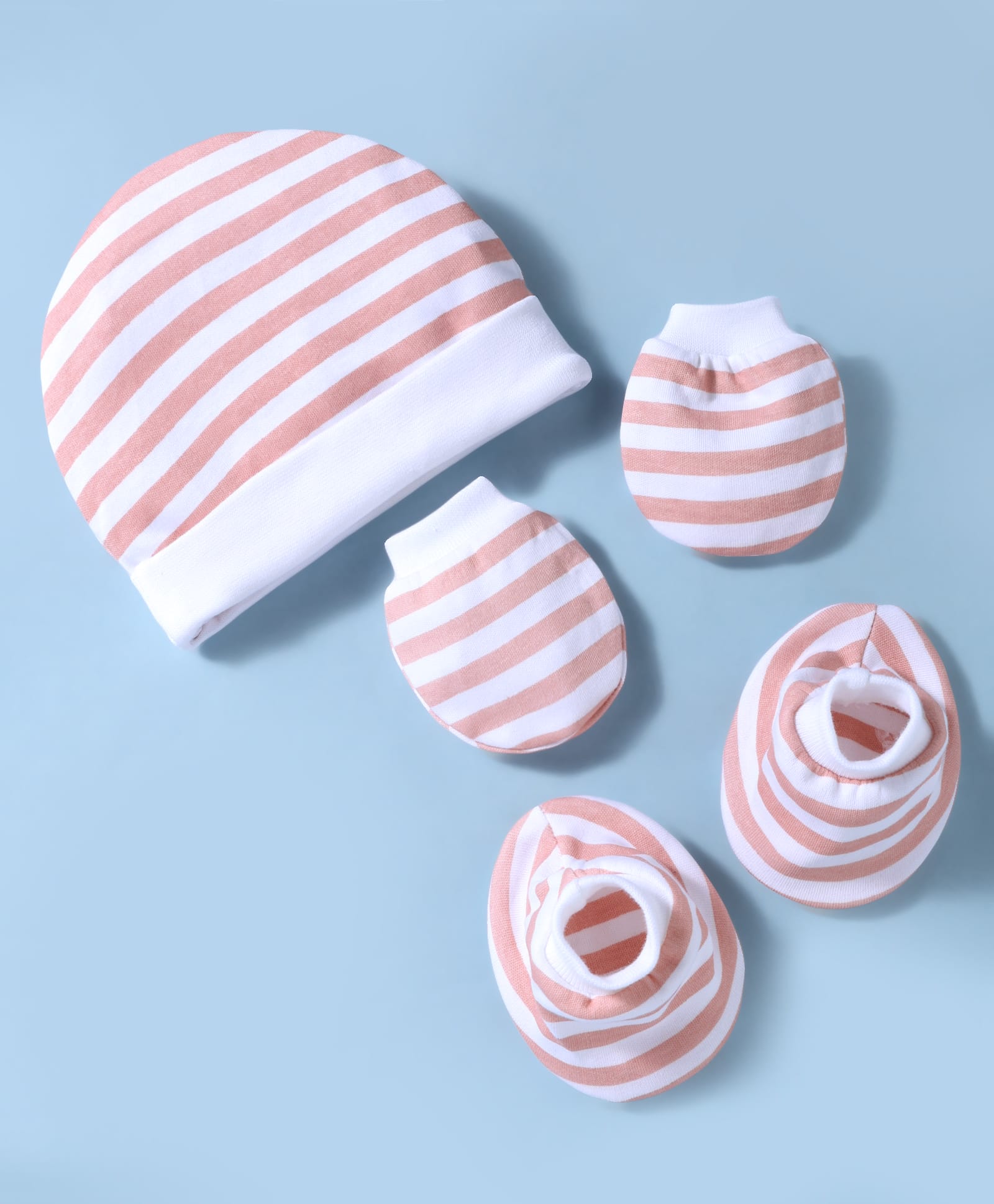 Ben Benny Interlock Knit Striped Cap, Mitten & Booties Set White - Diameter 14.5 cm-image-46