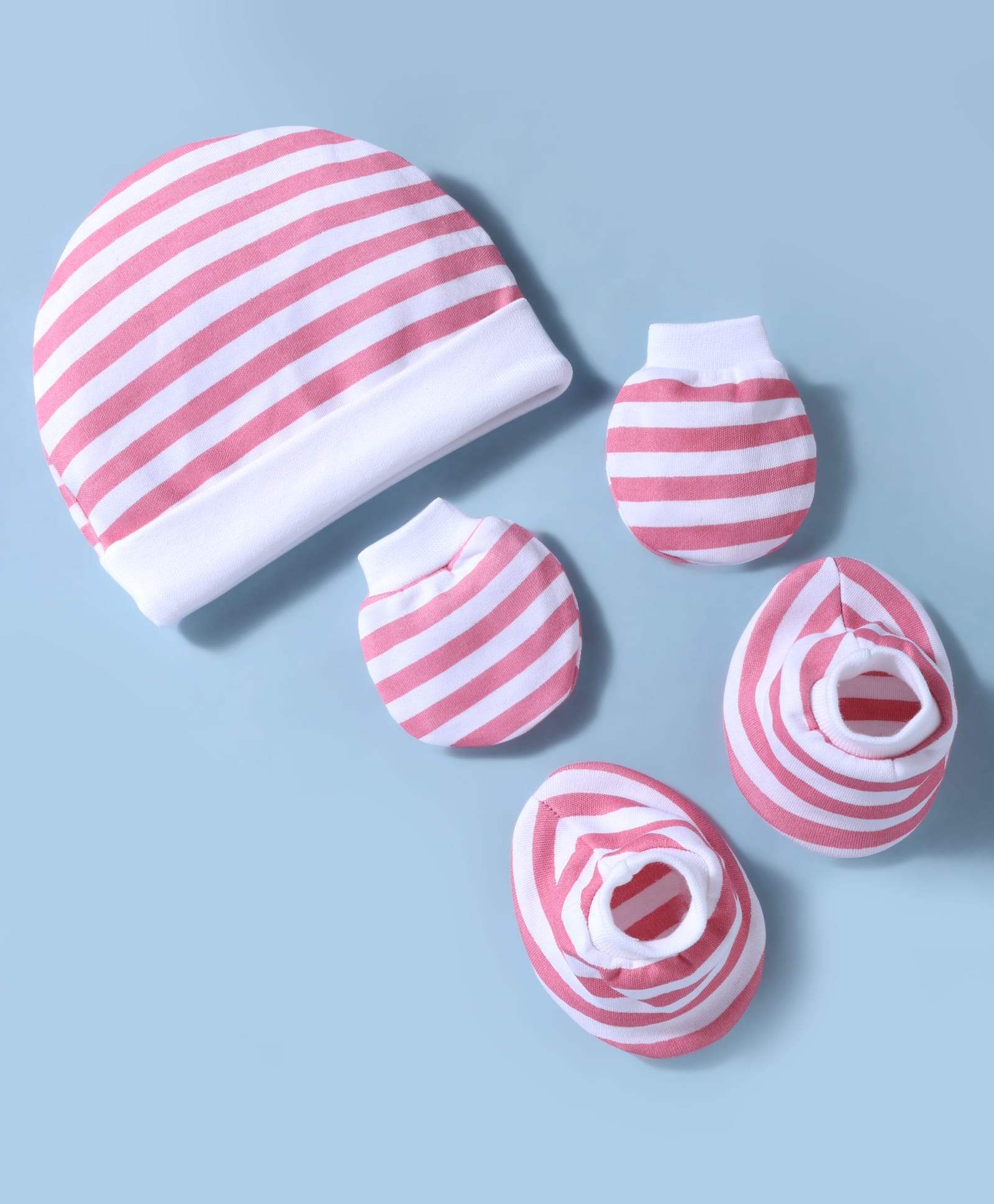 Ben Benny Interlock Knit Striped Cap, Mitten & Booties Set White - Diameter 15 cm-picture-19