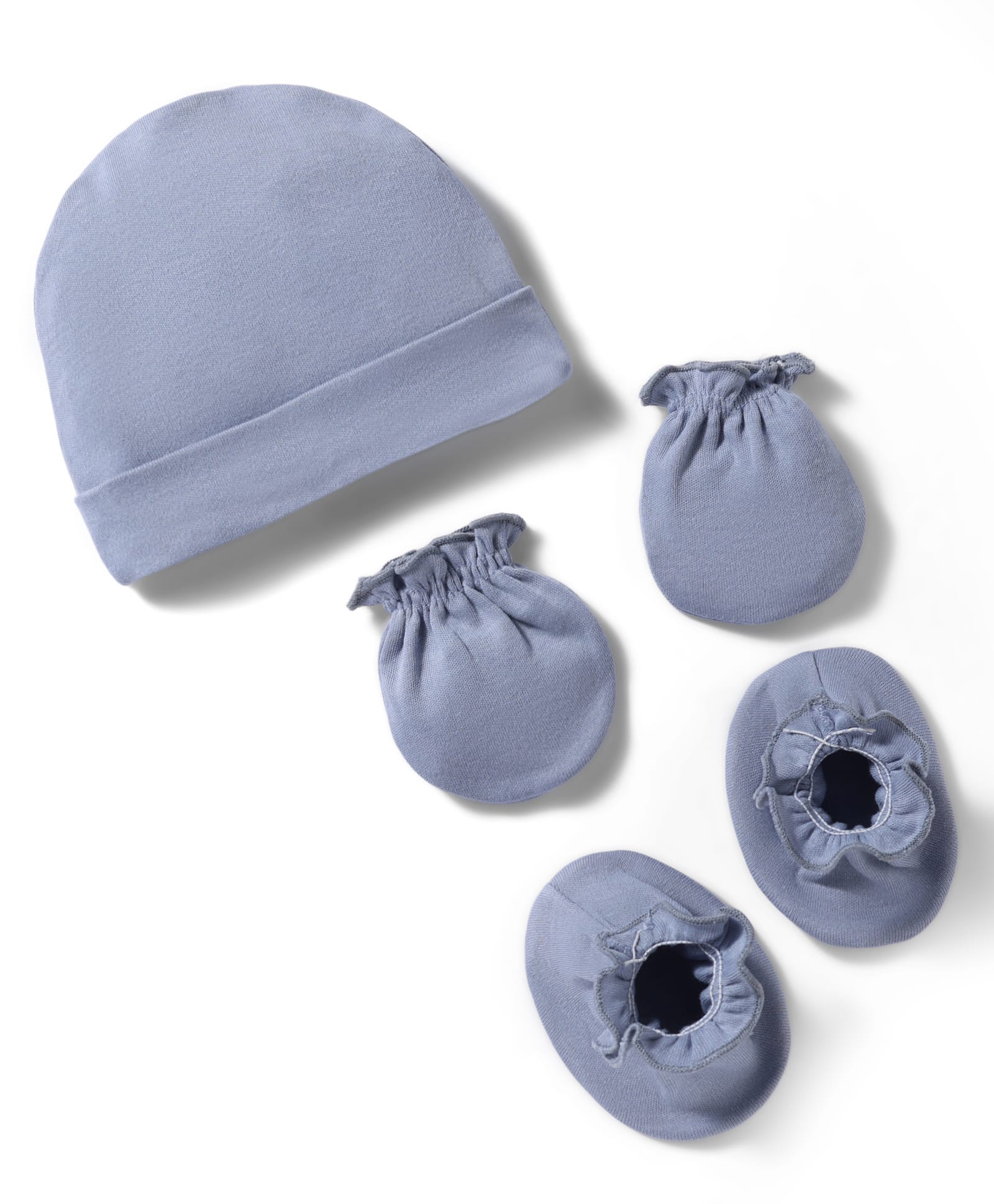 Ben Benny Interlock Knit Solid Cap Mittens & Booties Set Blue - Diameter 9.5 cm-picture-36