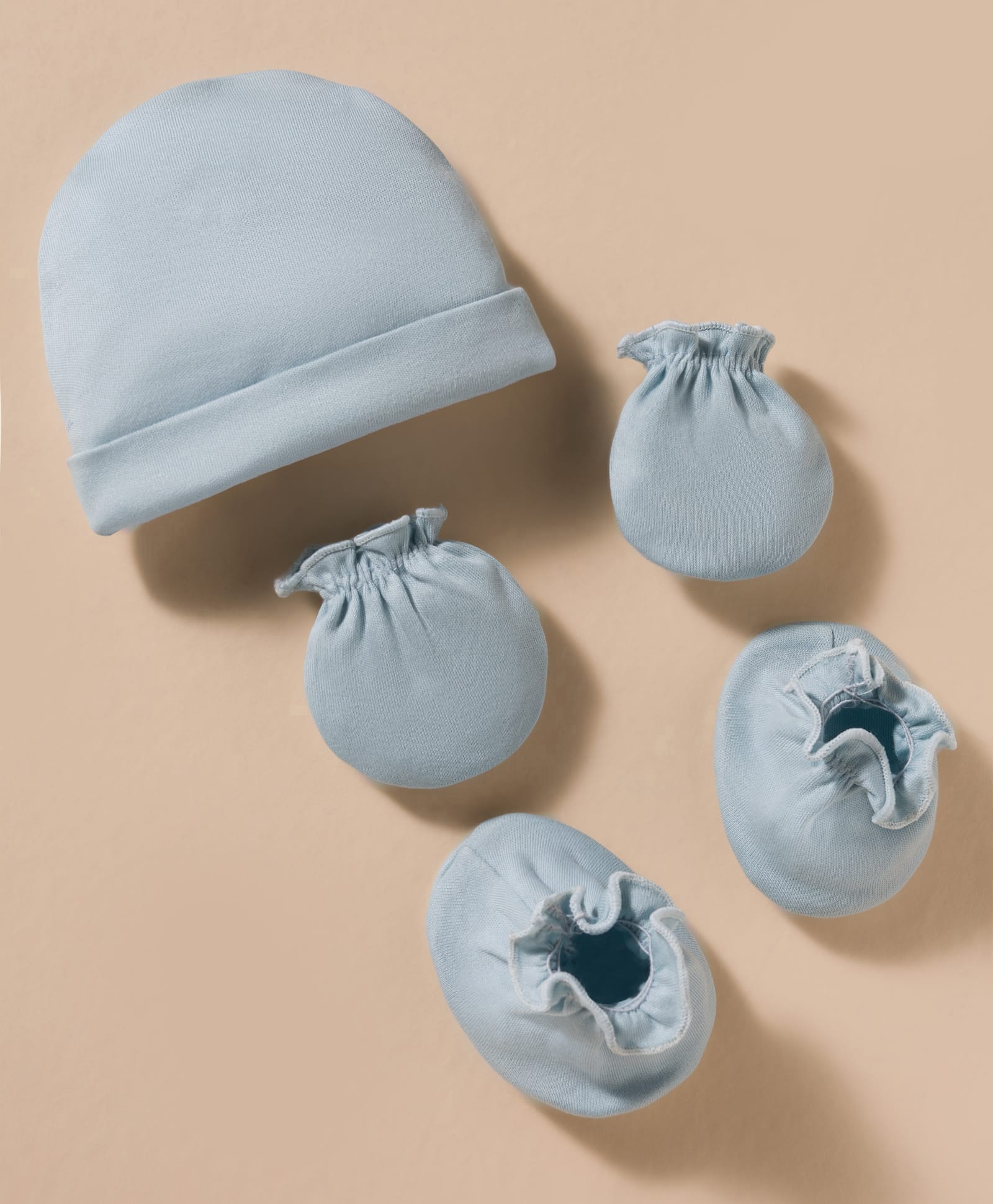 Ben Benny Interlock Knit Solid Cap Mittens & Booties Set Blue - Diameter 9 cm-picture-32
