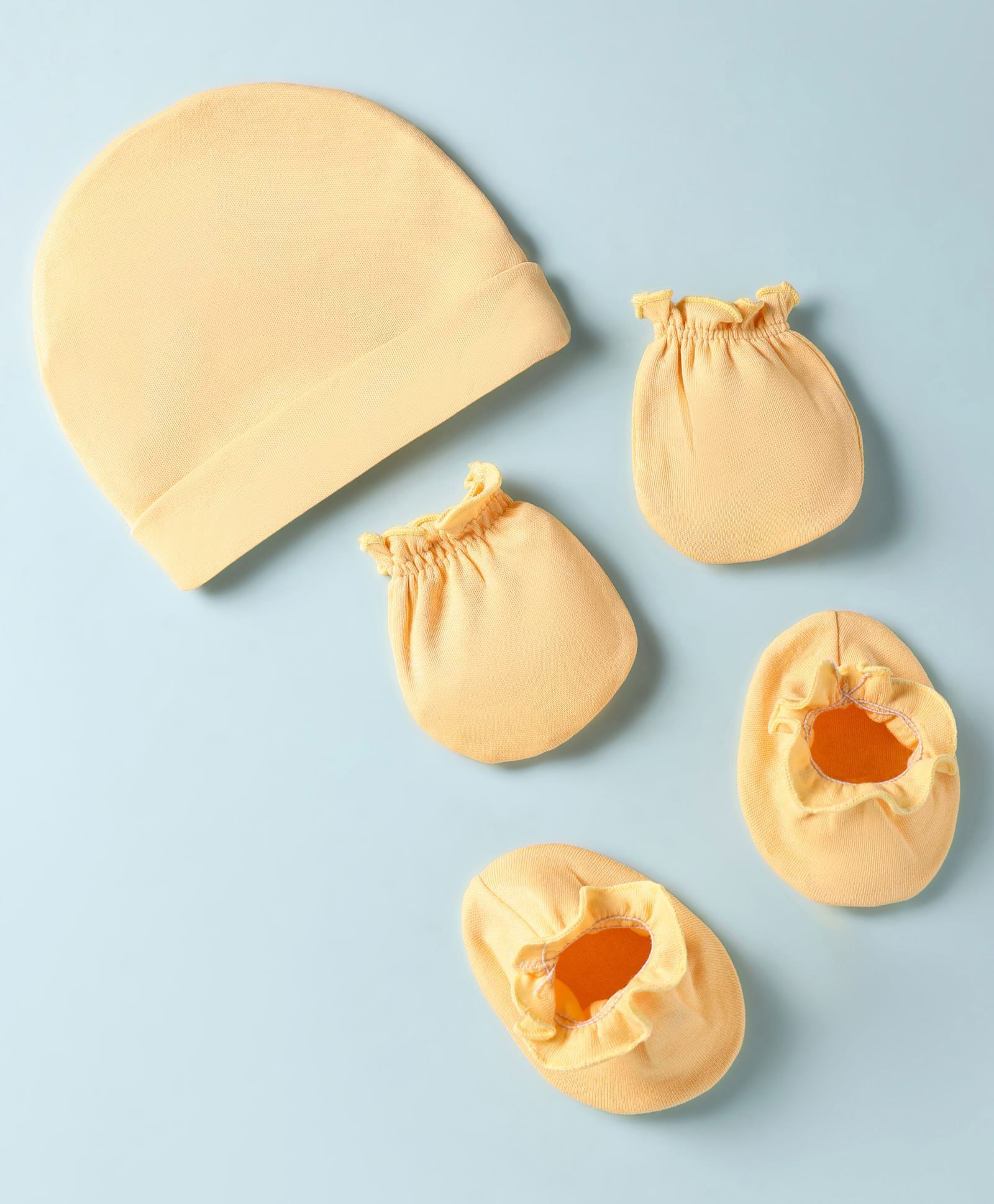 Ben Benny Interlock Knit Solid Cap Mittens & Booties Set Yellow - Diameter 9.5 cm-picture-29