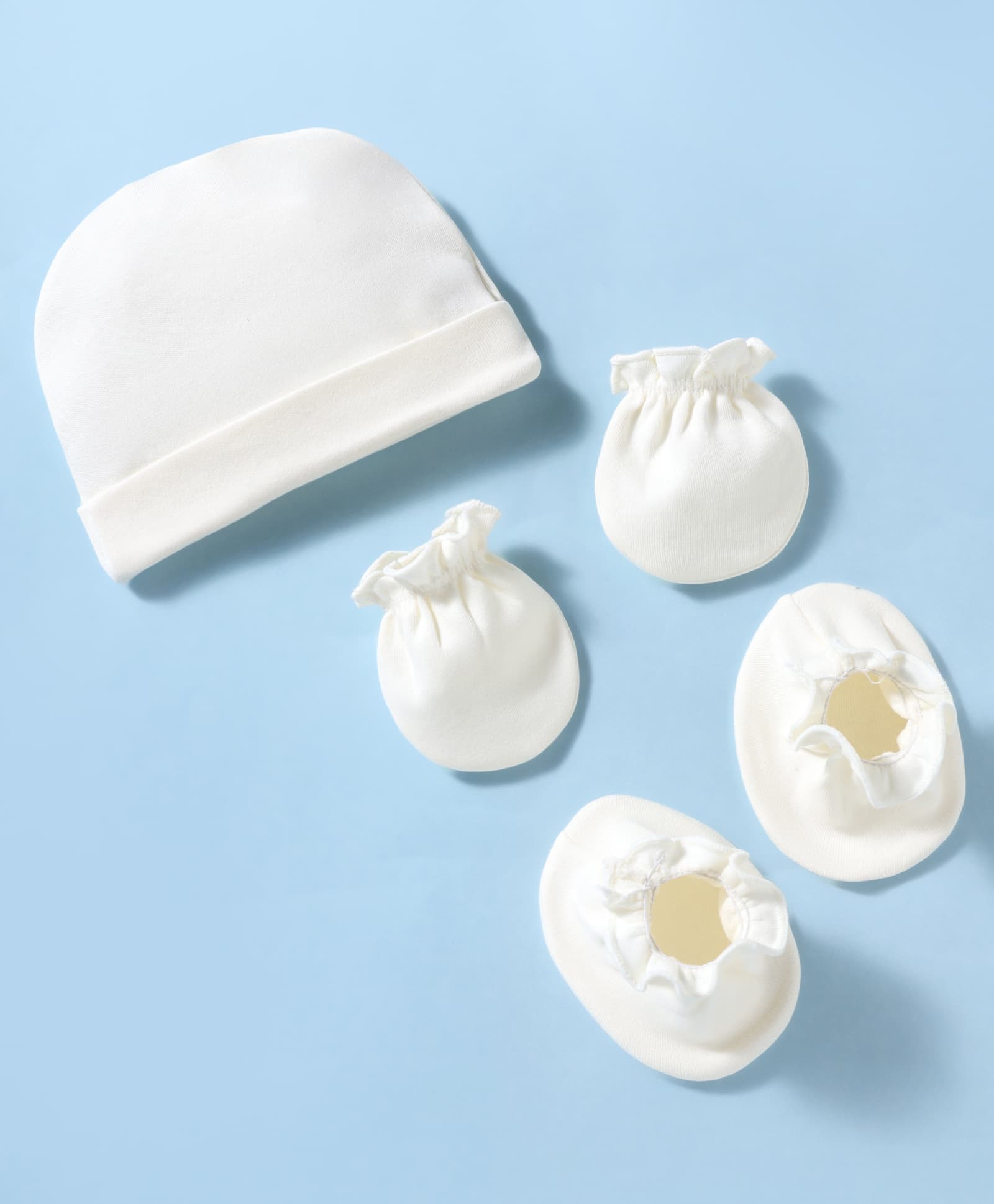 Ben Benny Interlock Knit Solid Cap Mittens & Booties Set OffWhite - Diameter 9 cm-picture-22