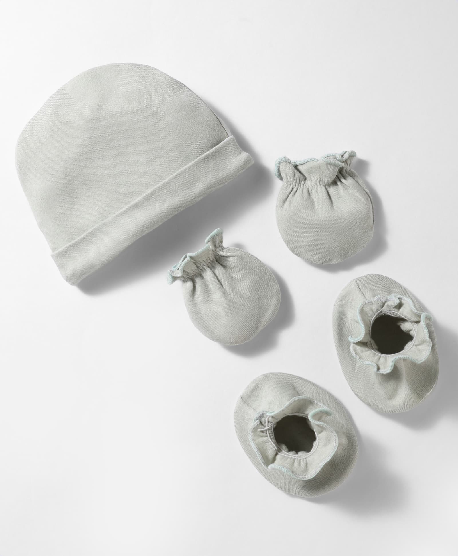 Ben Benny Interlock Knit Solid Cap Mittens & Booties Set Grey - Diameter 9 cm-picture-31