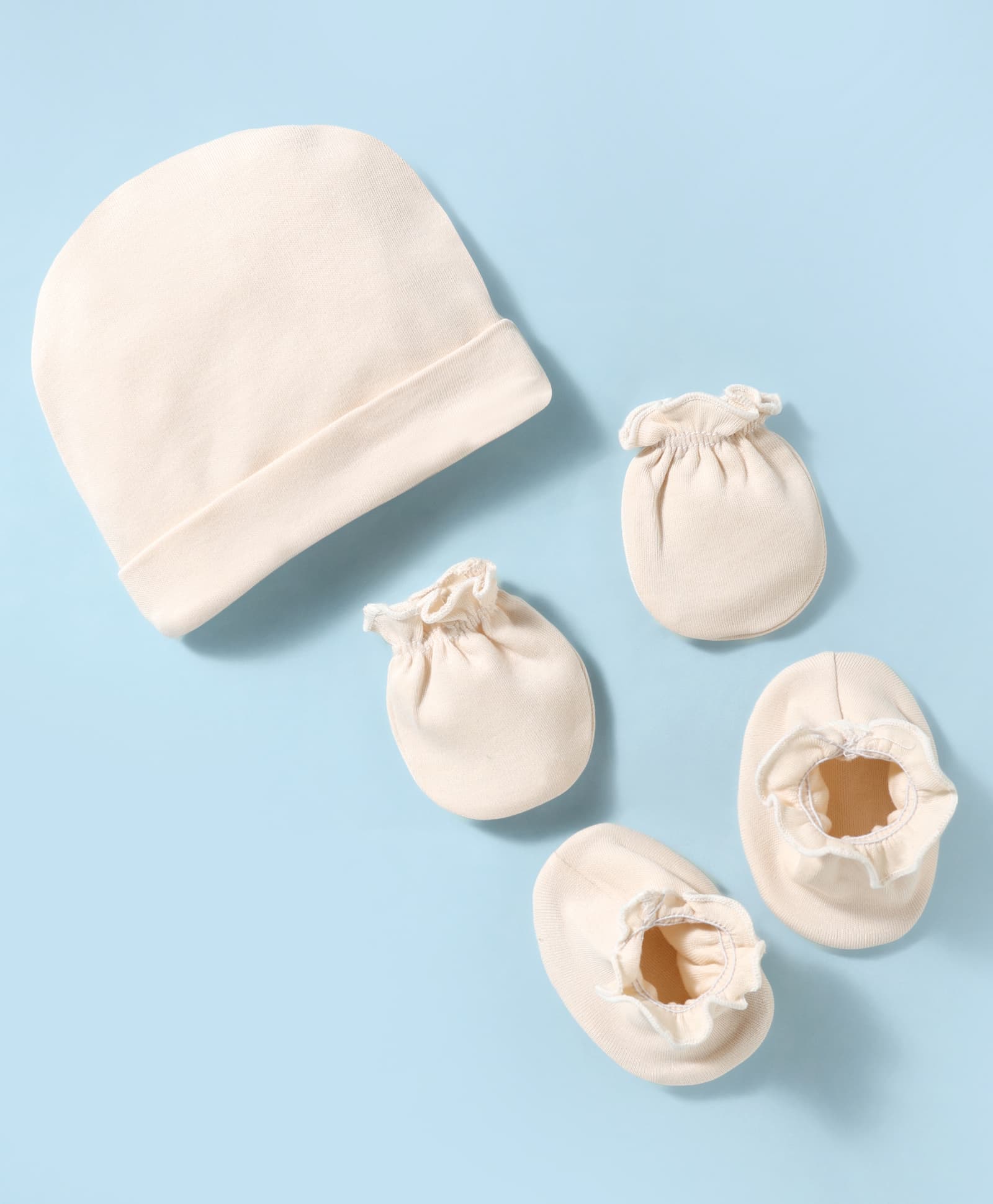 Ben Benny Interlock Knit Solid Cap Mittens & Booties Set Cream - Diameter 9 cm-picture-34