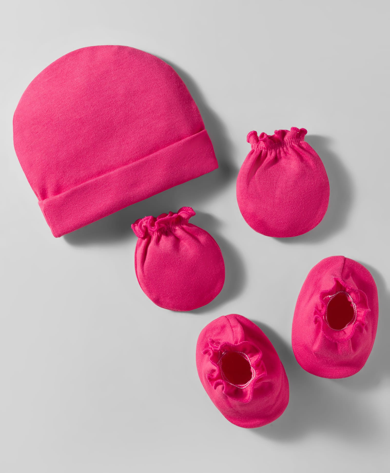 Ben Benny Interlock Knit Solid Cap Mittens & Booties Set Dark Pink - Diameter 9 cm-picture-15