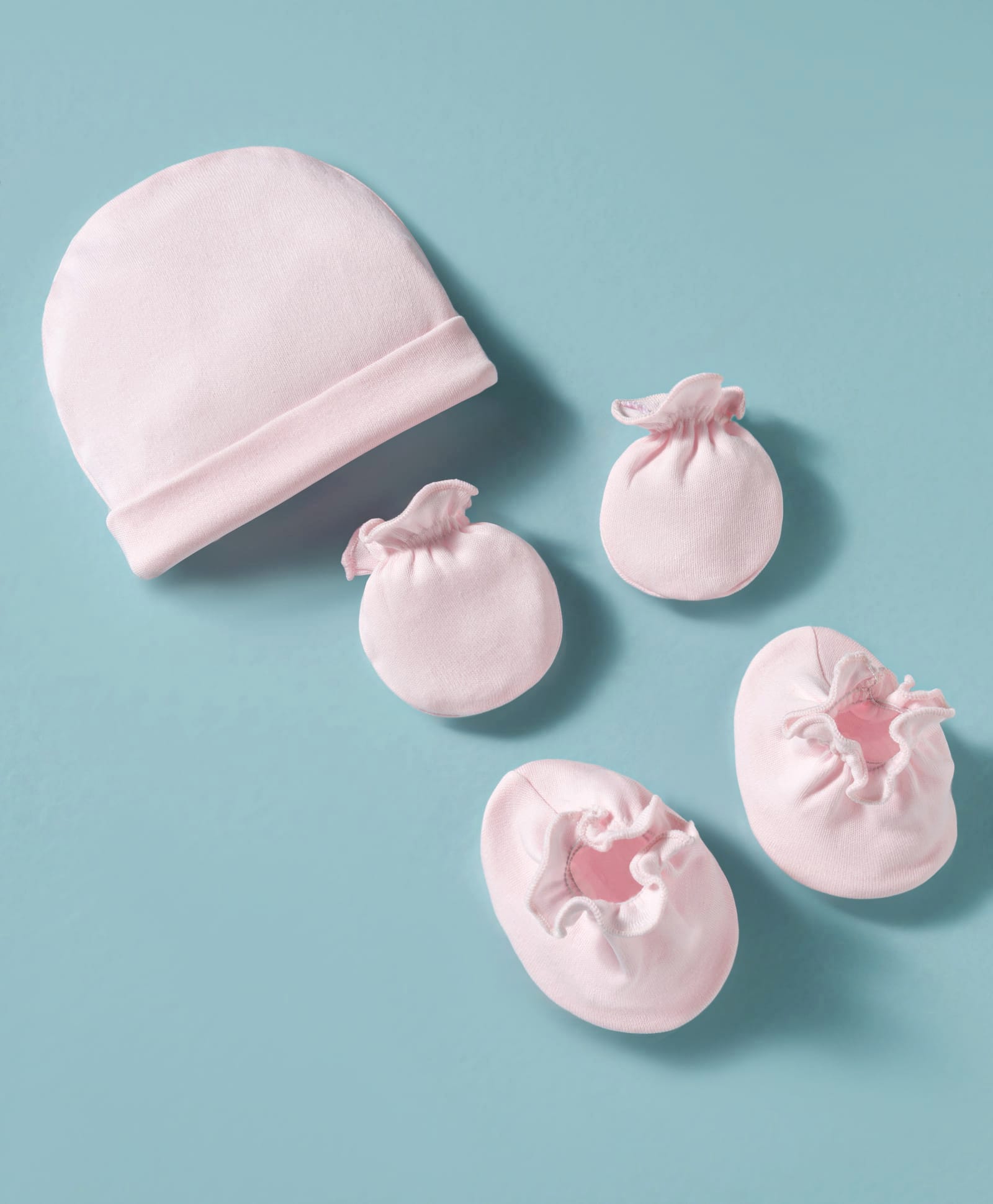 Ben Benny Interlock Knit Solid Cap Mittens & Booties Set Pink - Diameter 9.5 cm-picture-10