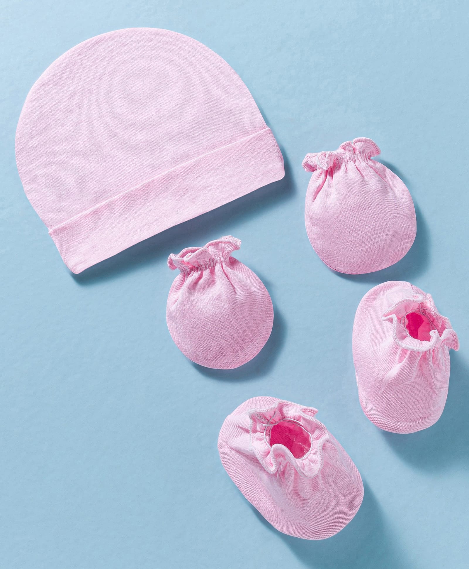 Ben Benny Interlock Knit Solid Cap Mittens & Booties Set Pink - Diameter 9.5 cm-picture-11