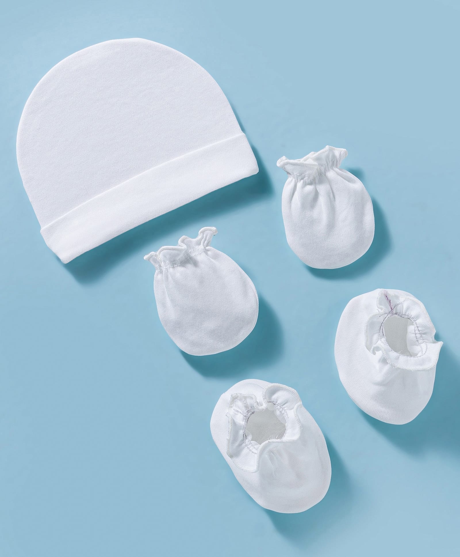 Ben Benny Interlock Knit Solid Cap Mittens & Booties Set White - Diameter 9.5 cm-picture-20