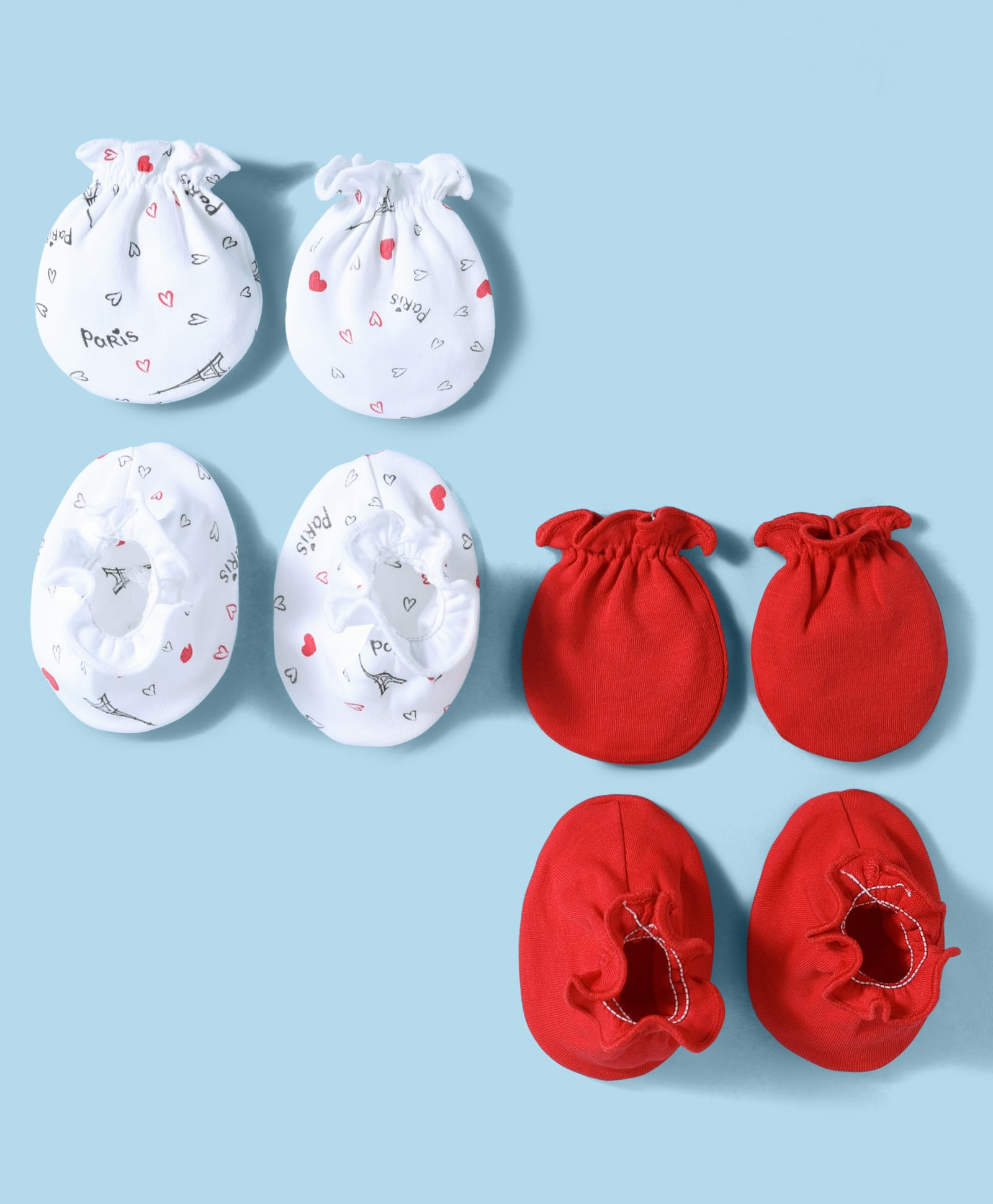 Ben Benny Interlock Knit Mittens and Booties Set With Heart Print Pack of 2 - White & Red-picture-15