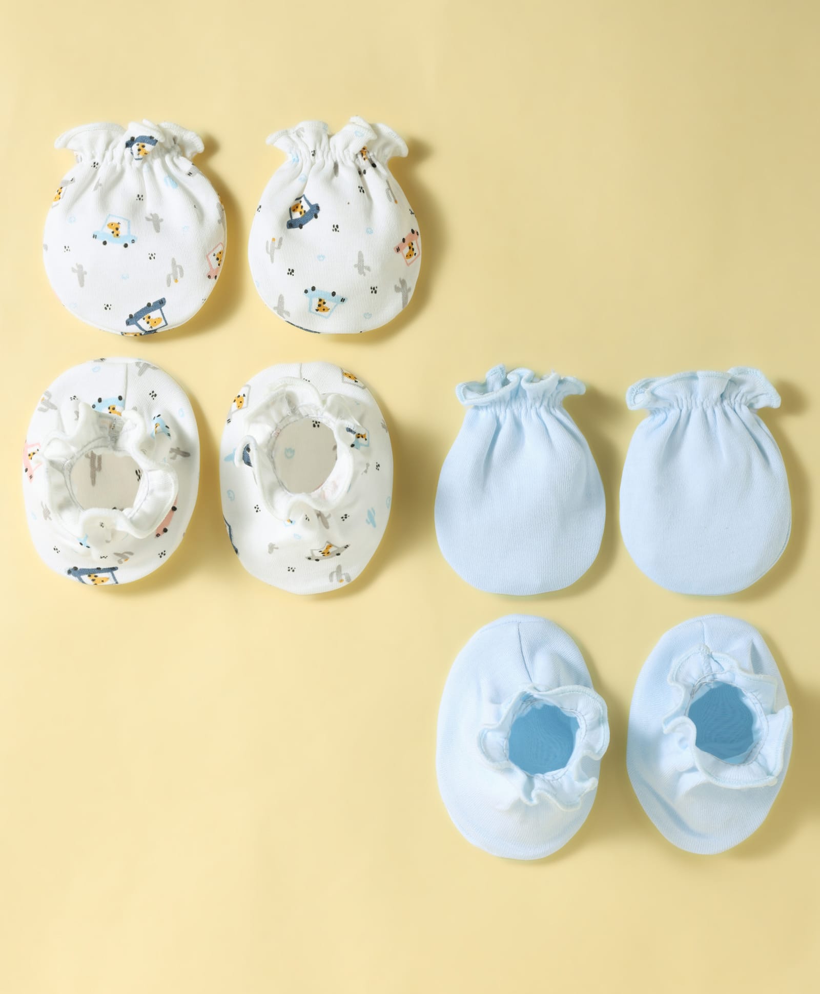 Ben Benny Interlock Knit Mittens and Booties Set With Vehicle Print Pack of 2 - White-picture-37