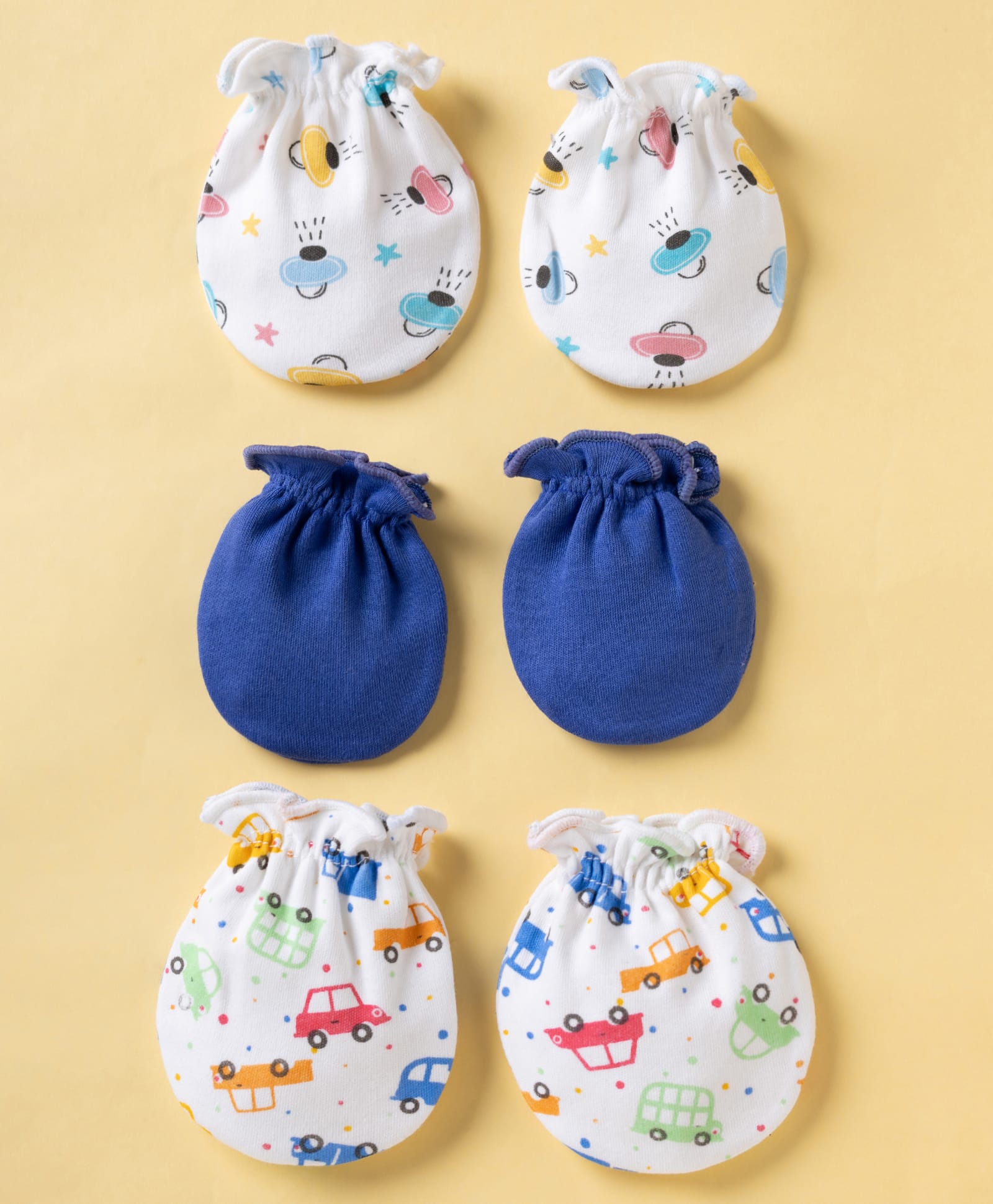 Ben Benny Interlock Knit Mittens Set With Vehicle Pack of 3 - White & Blue-picture-25
