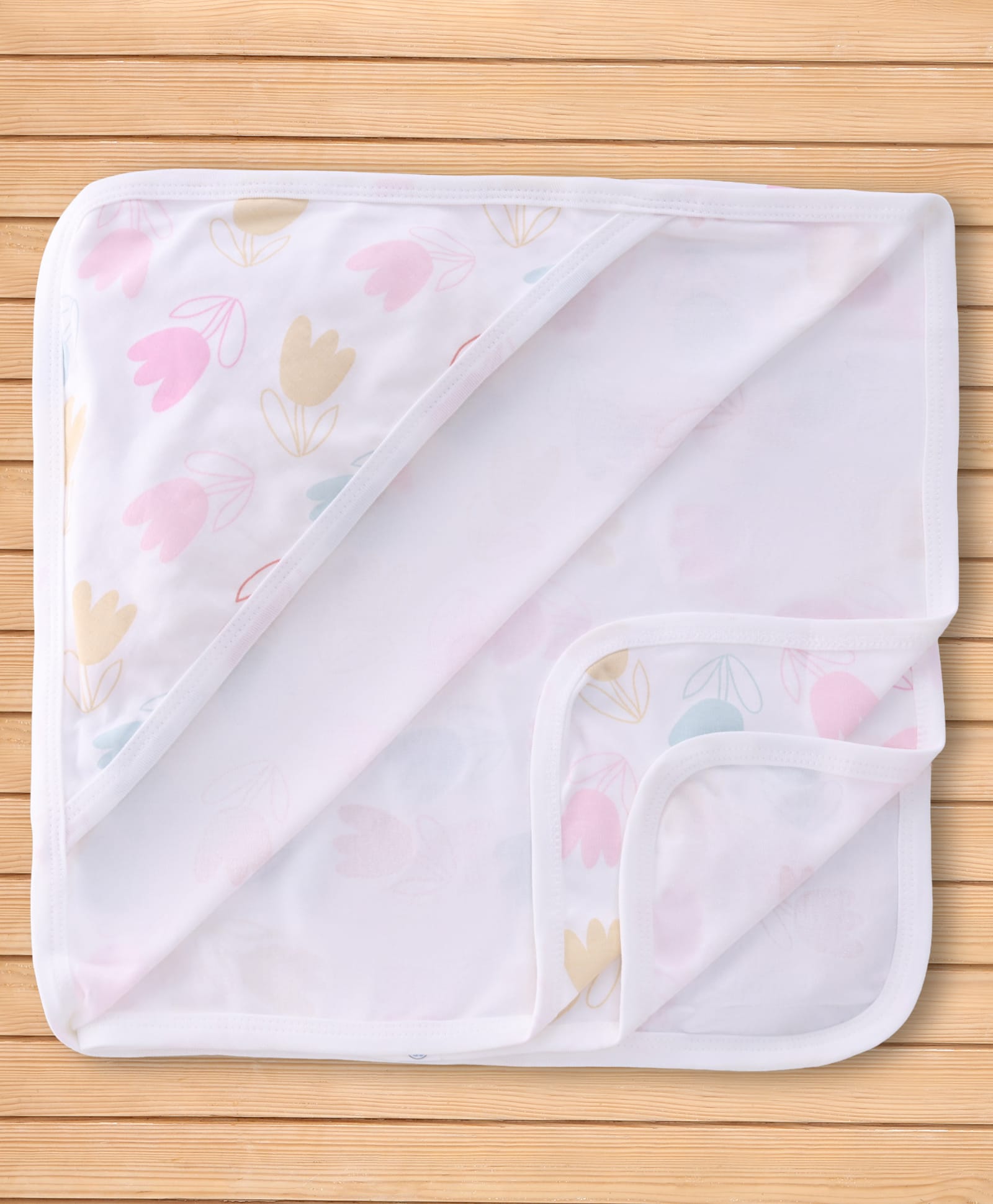 Ben Benny Interlock Knit Hooded Towel with Floral Print L 75 x B 75 cm - White-image-34