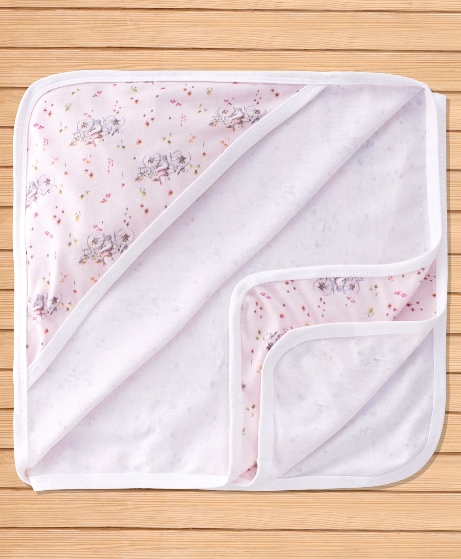 Ben Benny Interlock Knit Hooded Towel with Floral Print L 75 x B 75 cm - Pink-image-49