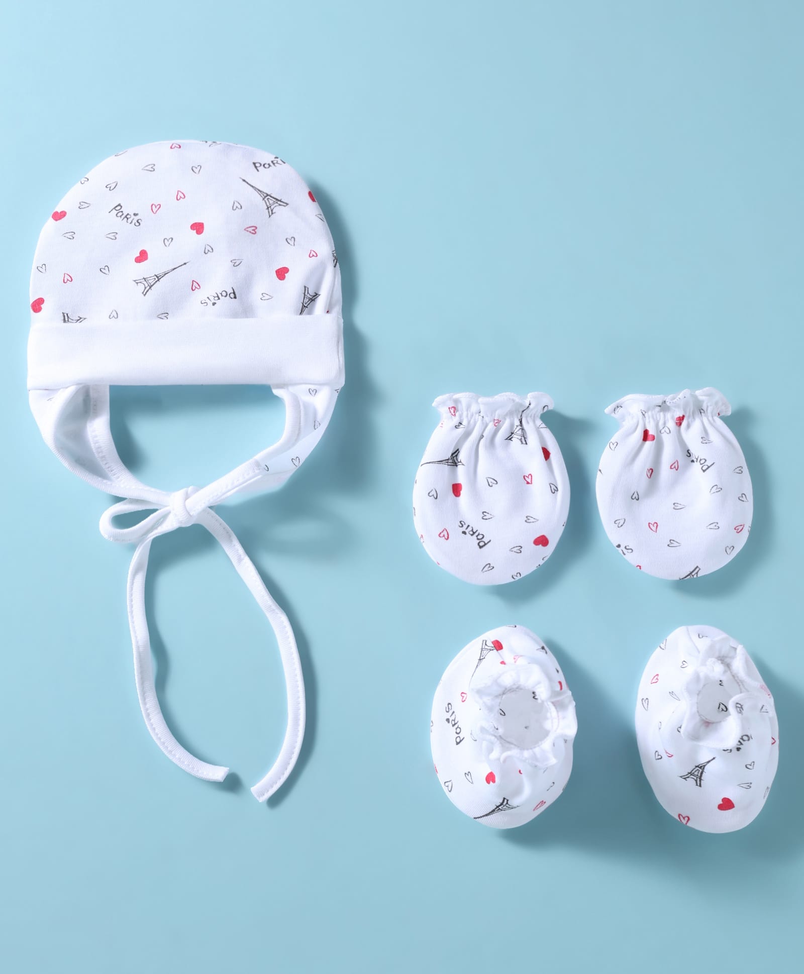 Ben Benny Interlock Knit Cap, Mitten & Booties Set With Paris Print White - Diameter 15.5 cm-image-36