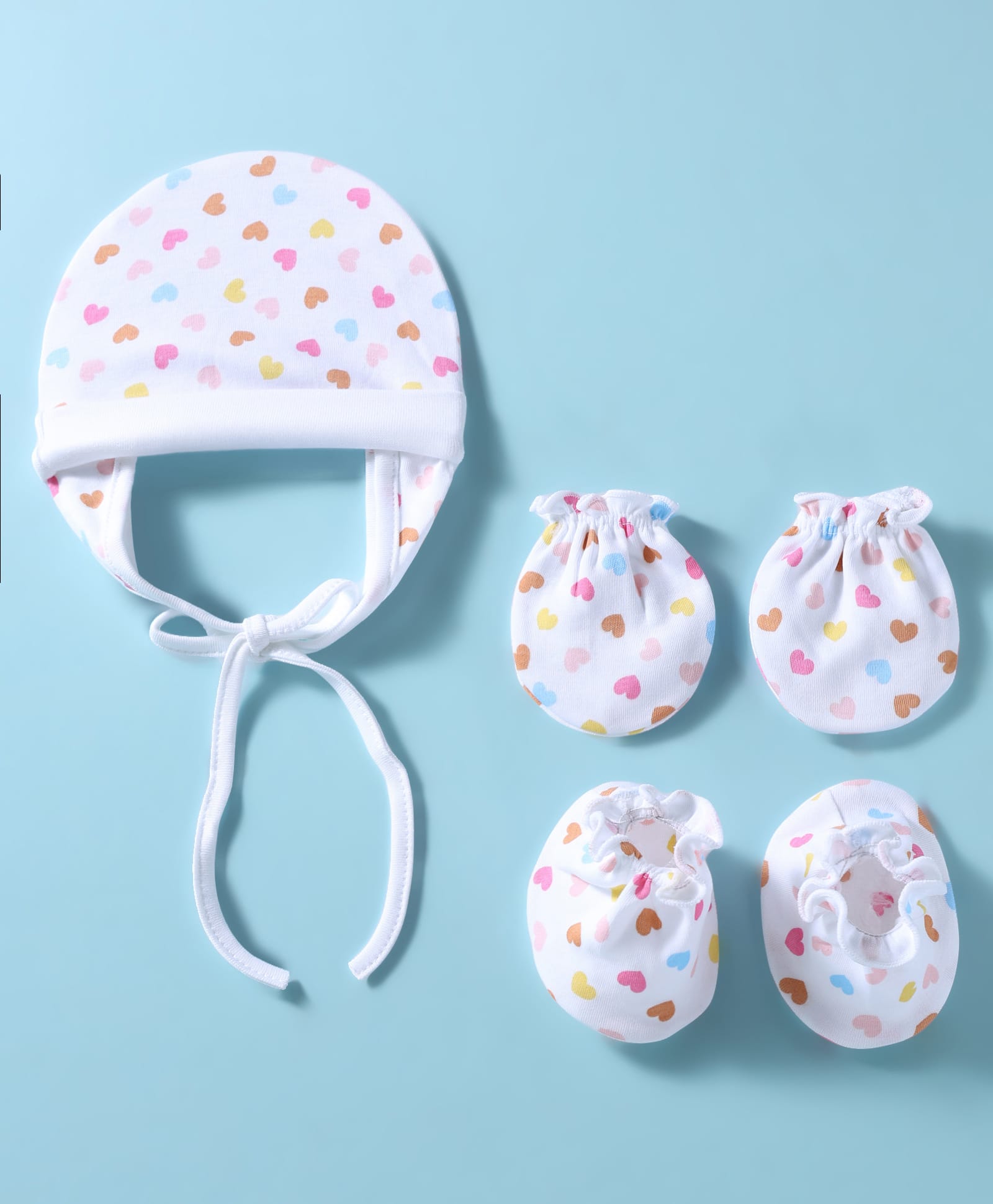 Ben Benny Interlock Knit Cap, Mitten & Booties Set With Heart Print White - Diameter 15 cm-picture-21