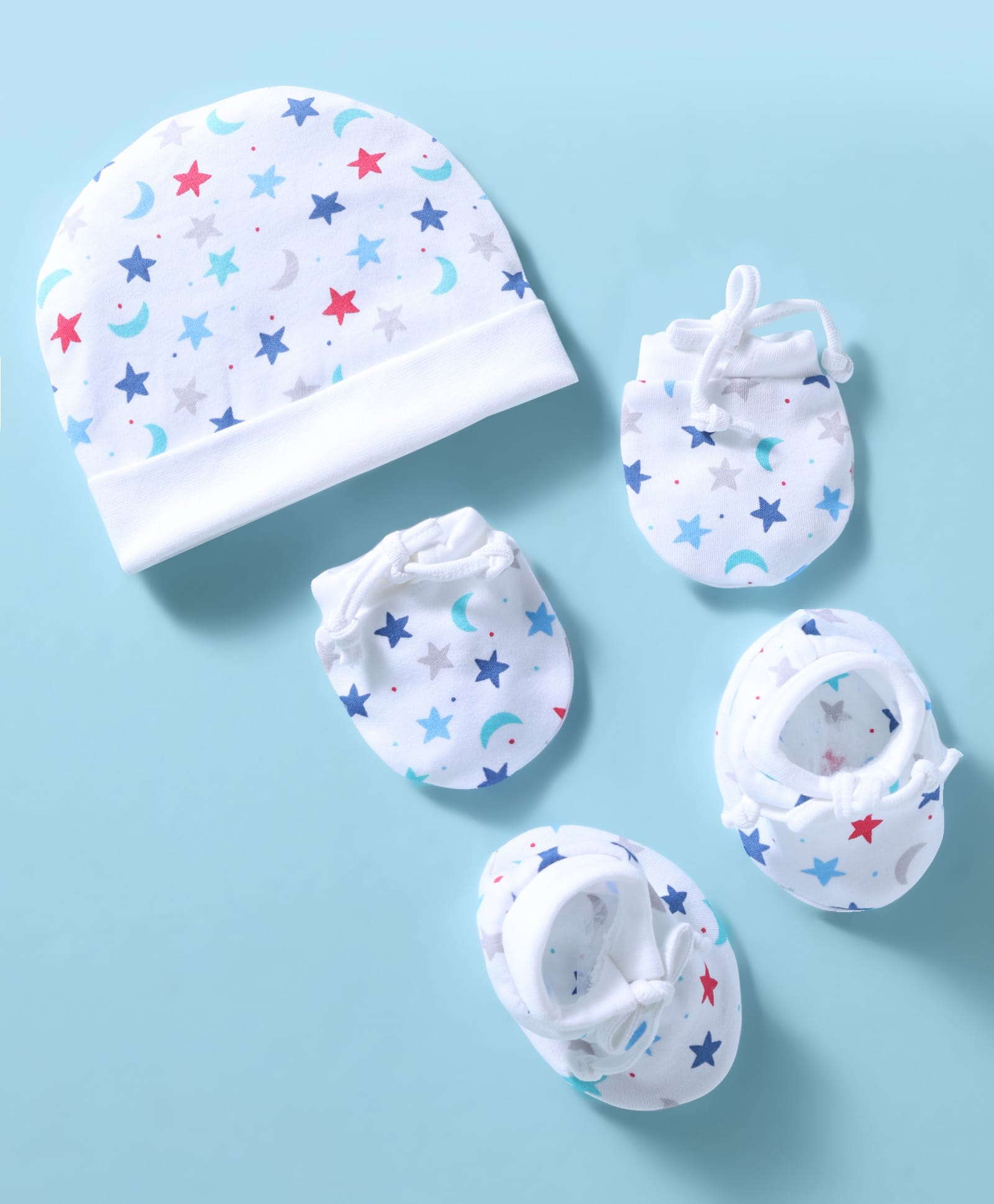 Ben Benny Interlock Knit Cap, Mitten & Booties Set With Star Print White - Diameter 15 cm-picture-24