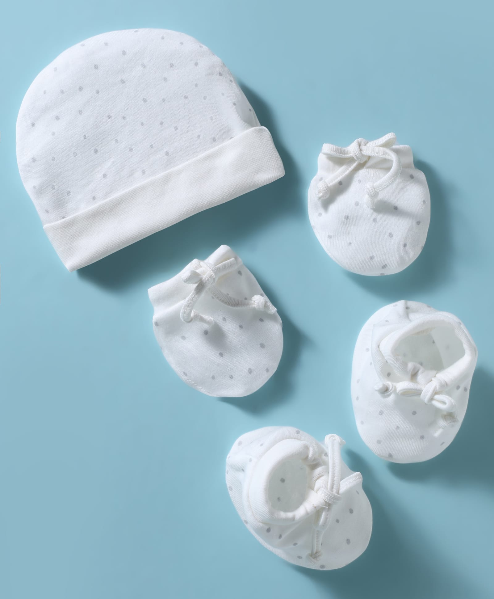 Ben Benny Interlock Knit Cap, Mitten & Booties Set With Polka Dot Print White - Diameter 15 cm-image-29