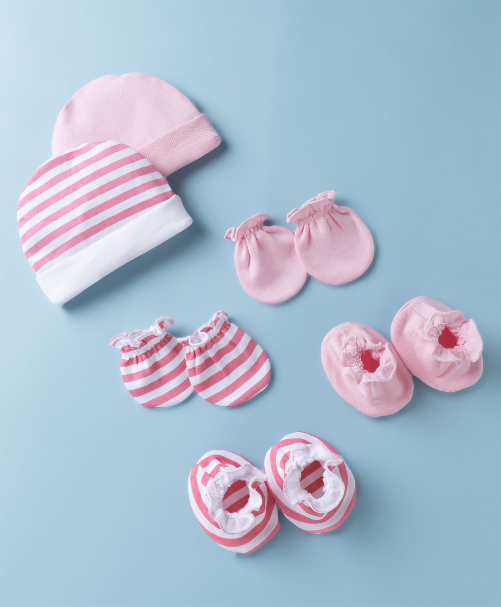 Ben Benny Interlock Knit Cap, Mittens & Booties with Stripes Pack of 2 Pink - Diameter 8 cm-picture-17