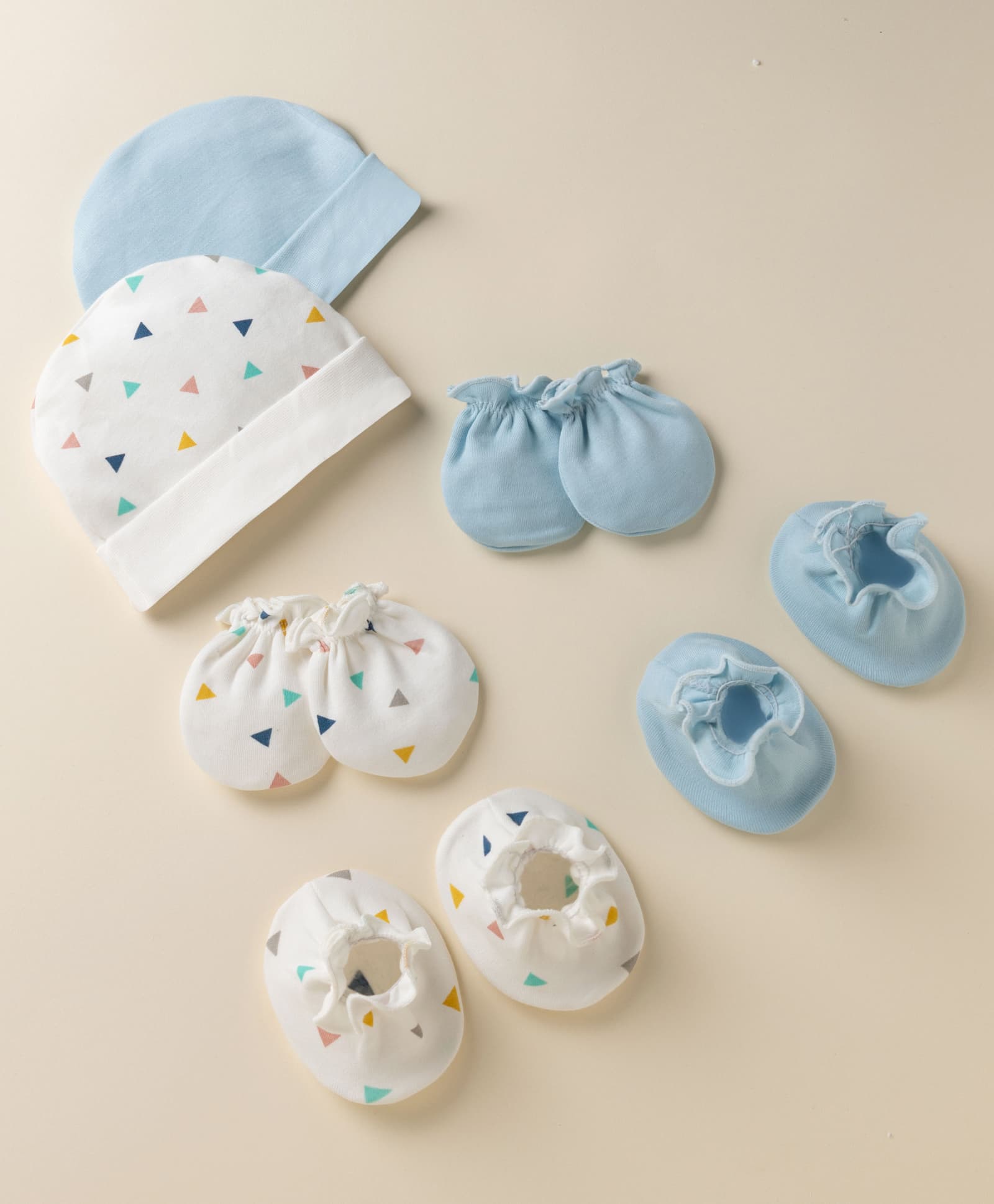 Ben Benny Interlock Knit Cap, Mittens & Booties with Triangle Print Pack of 2 White & Blue - Diameter 8 cm-picture-25