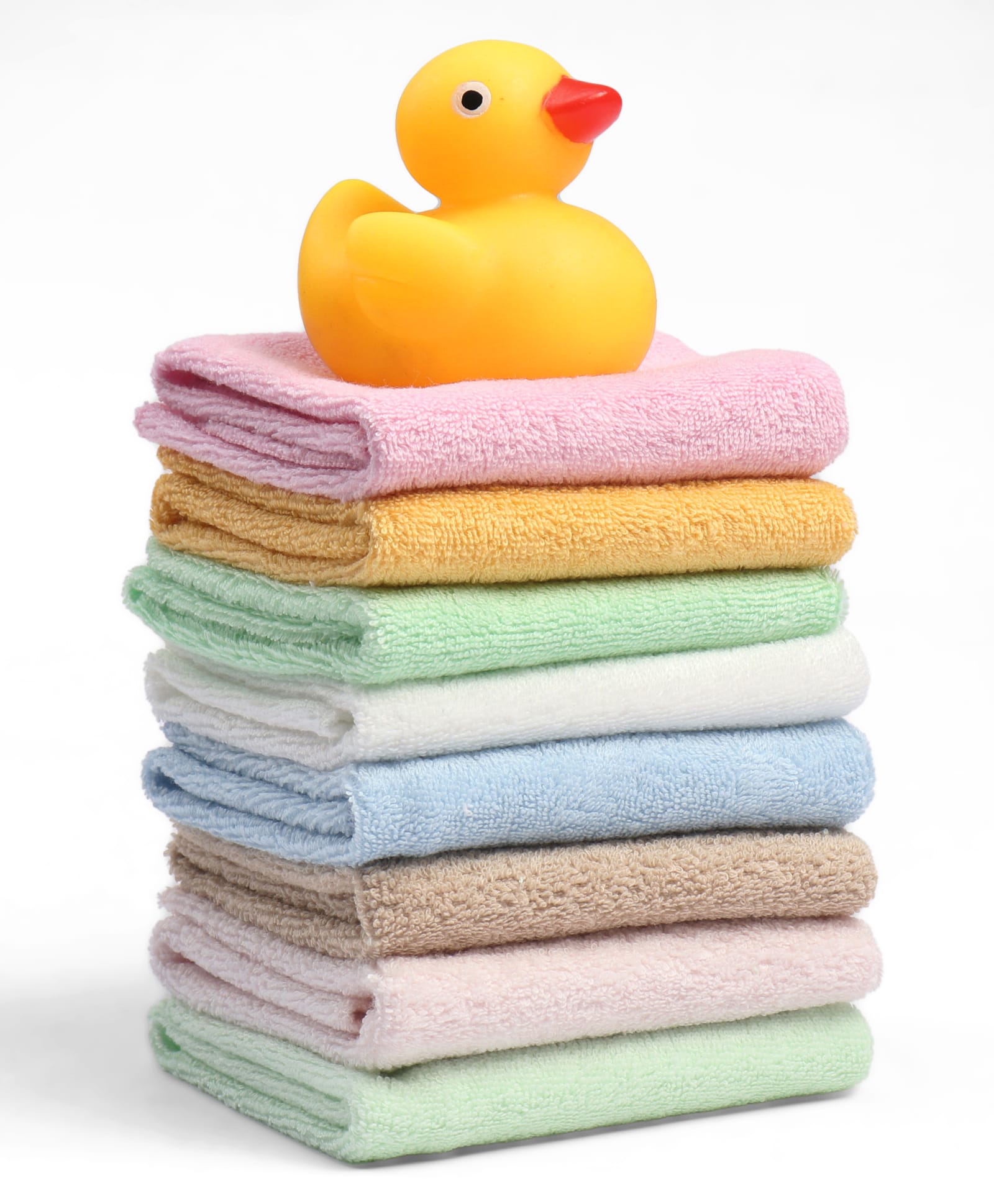 Ben Benny Terry Knit Hand & Face Towels With Duck Toy Pack Of 8 - Light Blue, Yellow & Pink-image-15