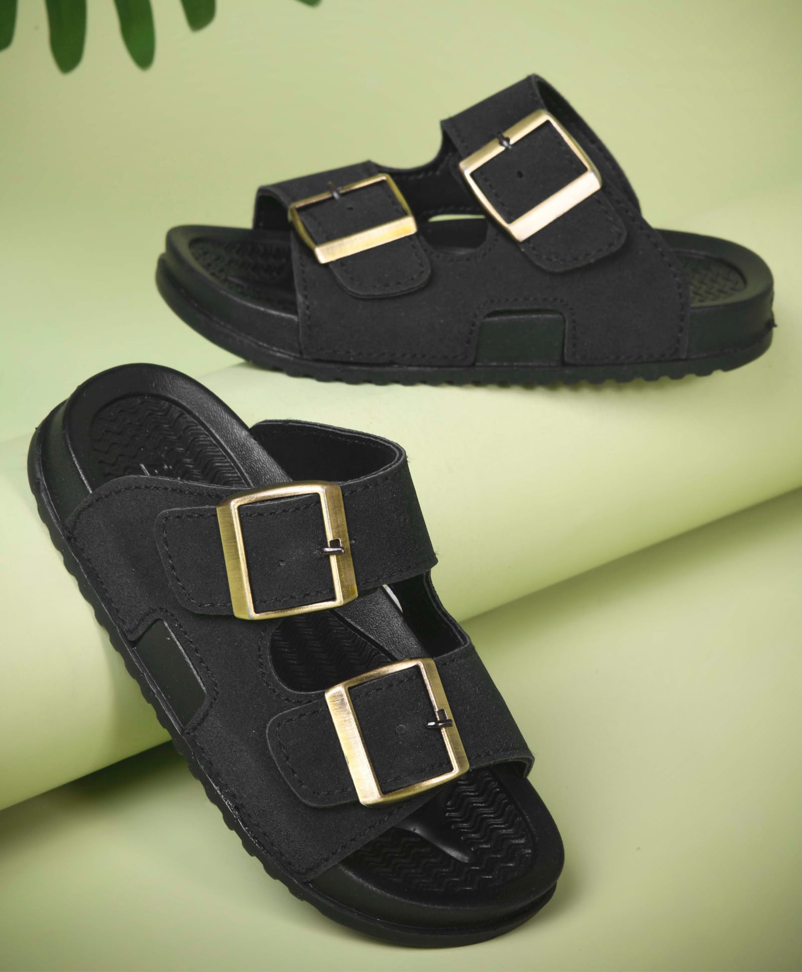 KATS Buckle Detailed Slip On Sandals - Black-picture-20