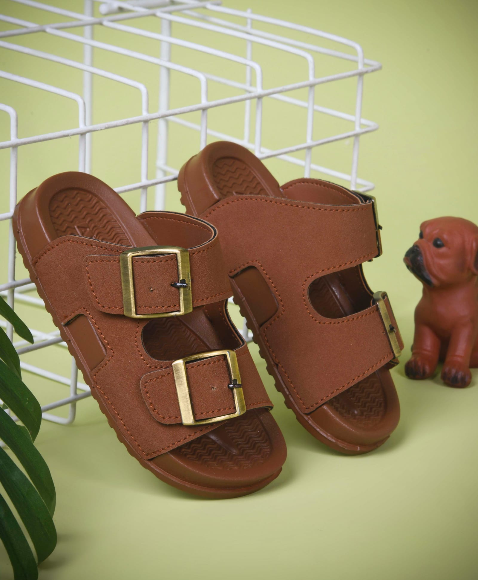 KATS Buckle Detailed Slip On Sandals - Tan-image-45