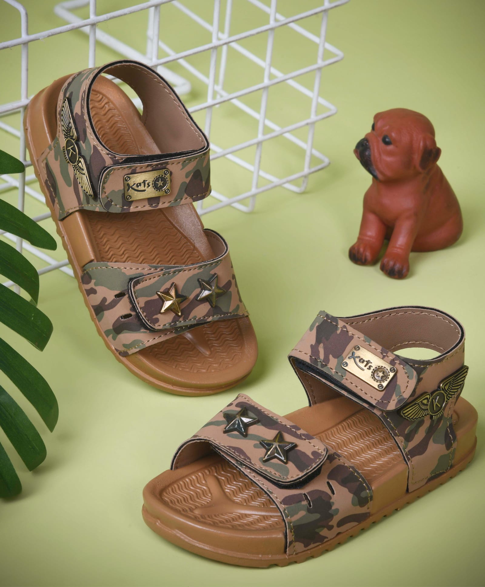 KATS Camouflage Designed Velcro Closure Sandals - Tan-picture-27