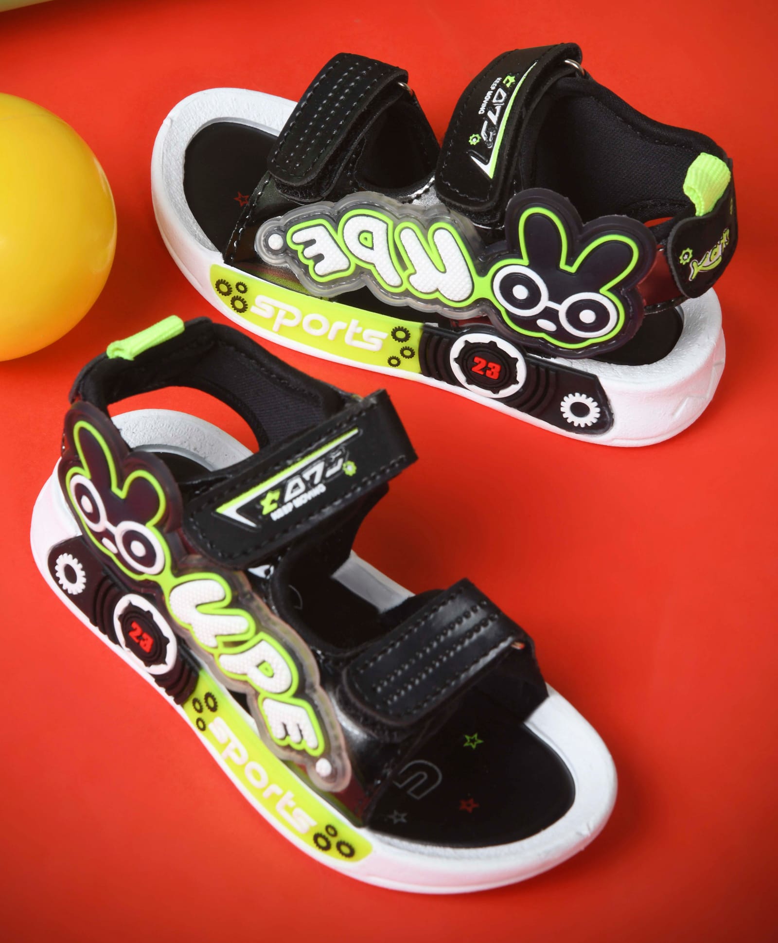 KATS Rabbit Applique Detailed Velcro Closure Sandals - Green-picture-19