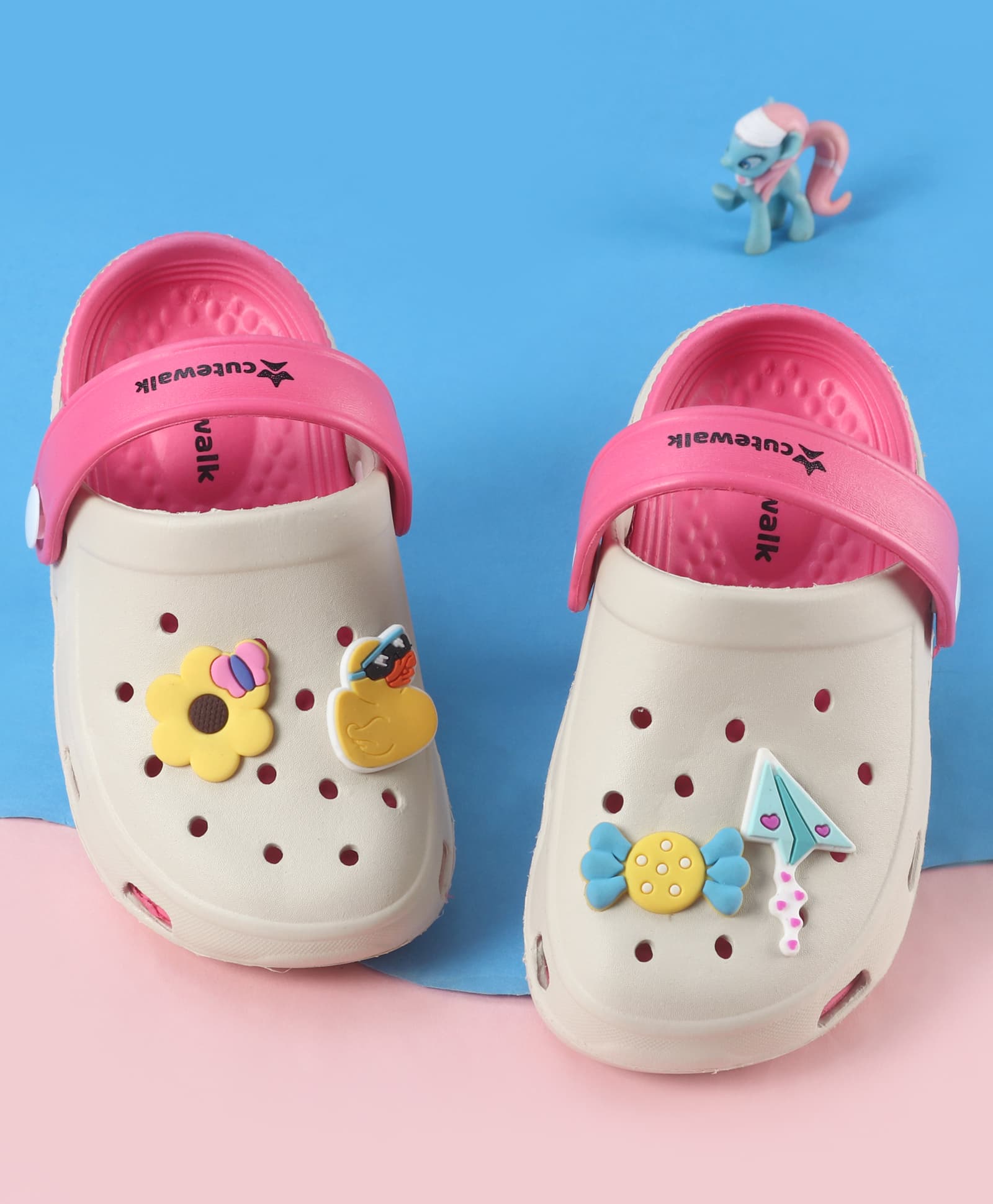 Cute Walk by Babyhug Backstrap Closure Clogs With Floral & Duck Applique - Pink-picture-18
