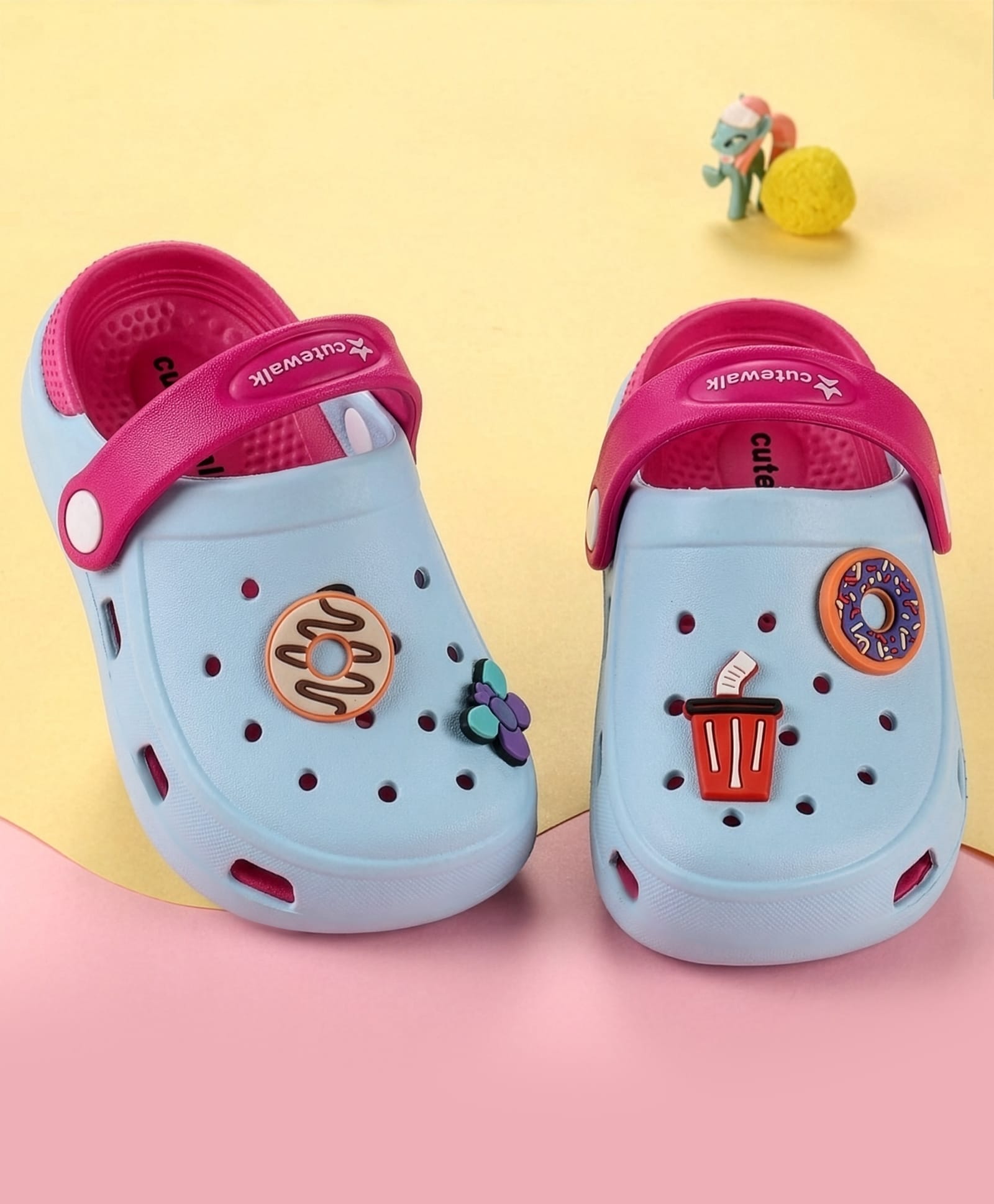 Cute Walk by Babyhug Back Strap Closure Clogs With Donut & Butterfly Applique - Dark Pink-picture-23