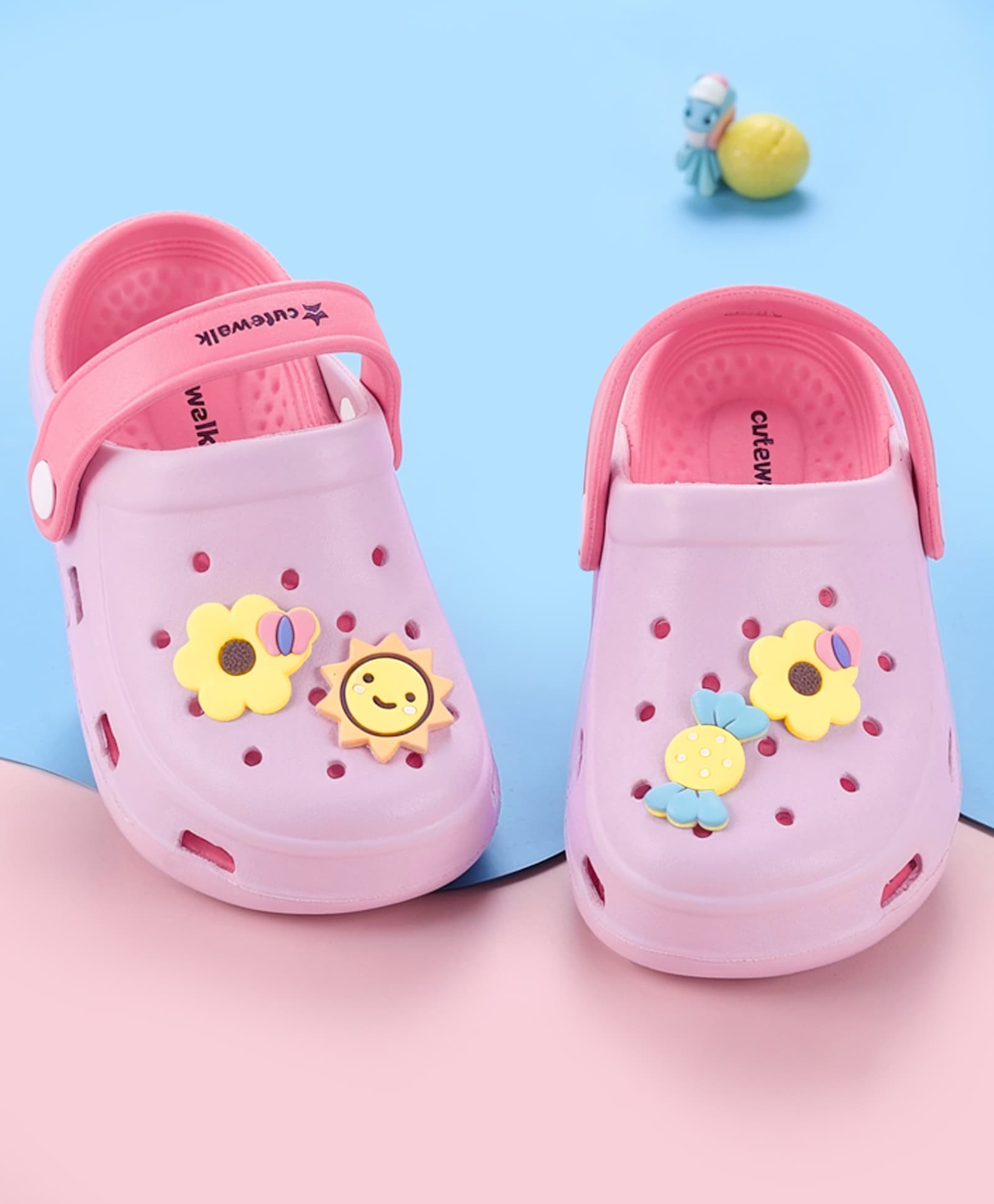 Cute Walk by Babyhug Back Strap Closure Clogs With Floral Applique - Pink-picture-17