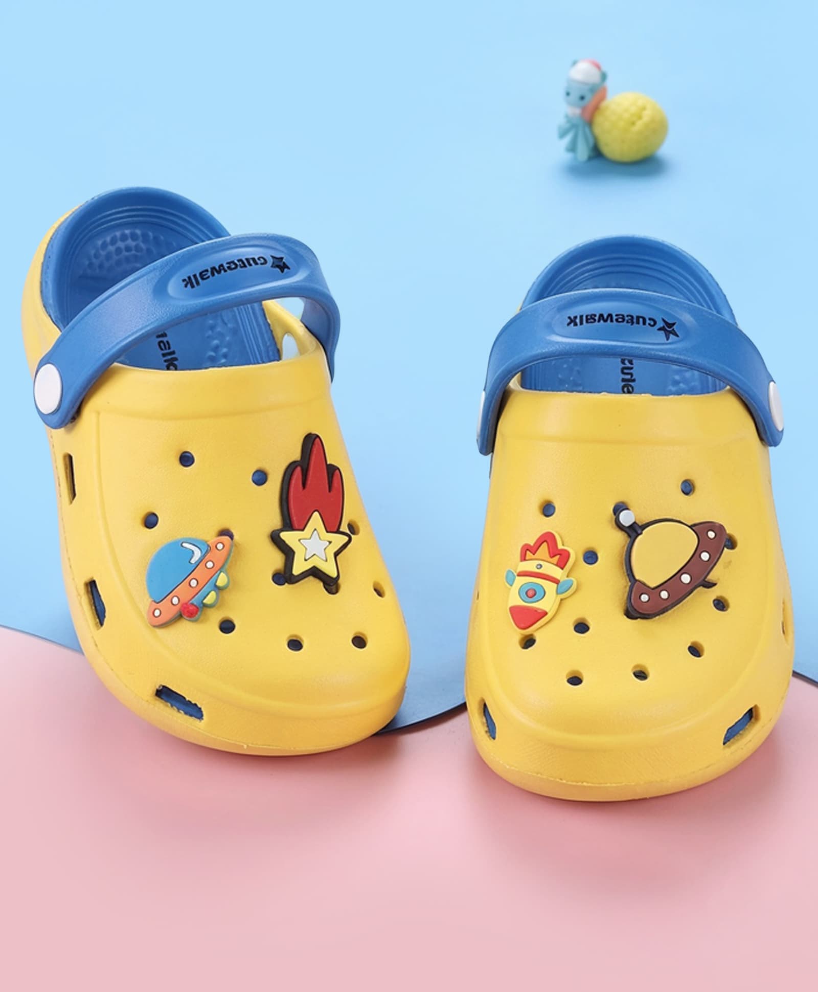 Cute Walk by Babyhug Back Strap Closure Clogs With Rocket Applique - Yellow-picture-13