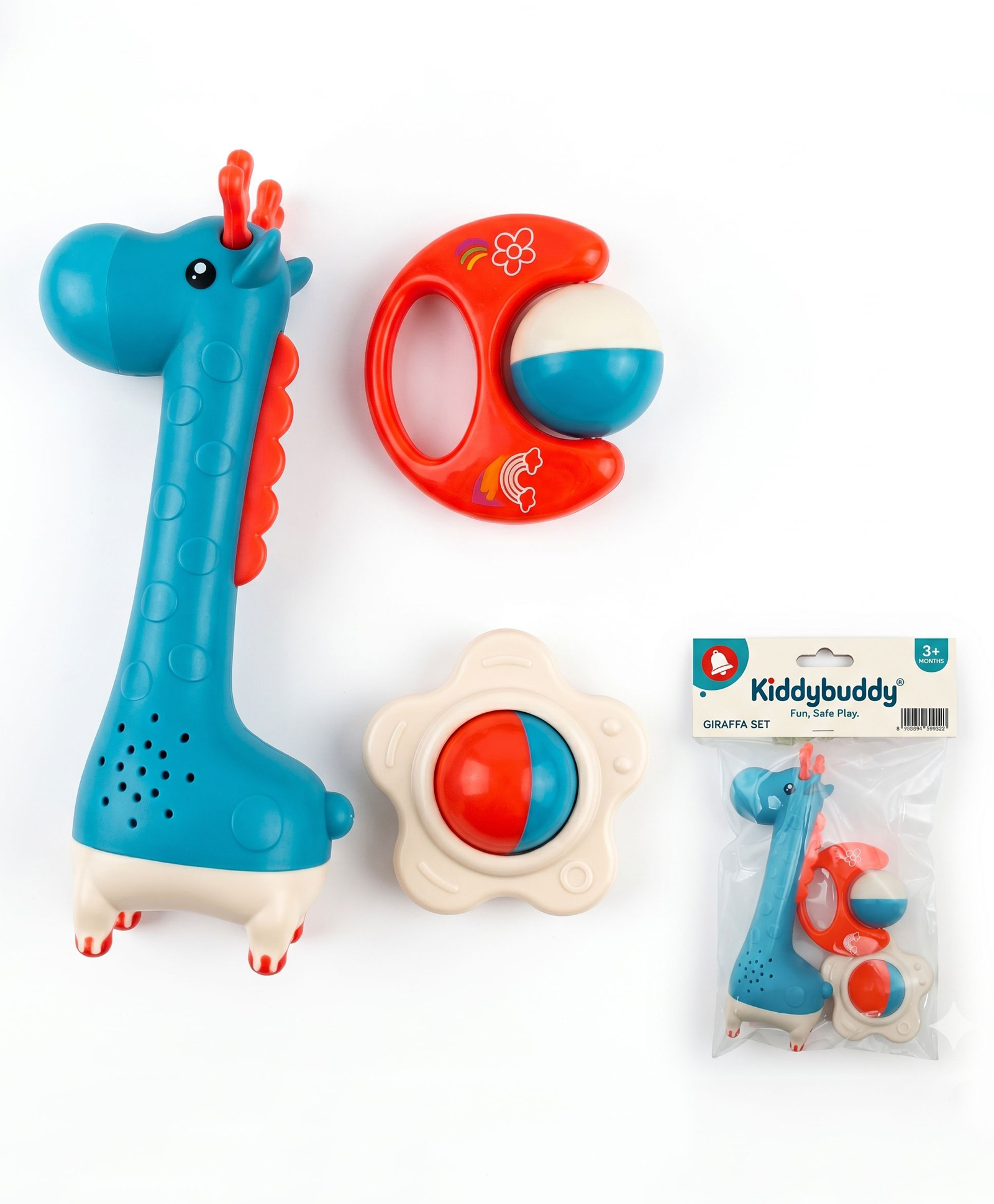KiddyBuddy 3 Pieces Carnival Rattle Toy - Light Blue-image-7