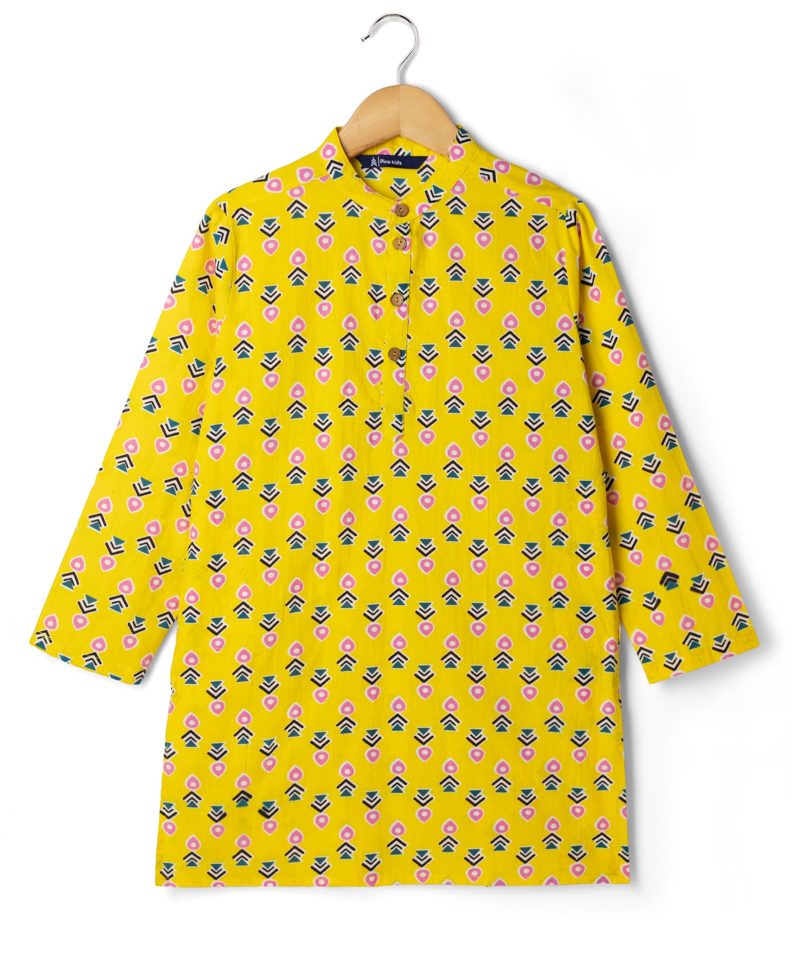 Pine Kids Cotton Woven Full Sleeves Printed Kurta - Yellow-picture-29