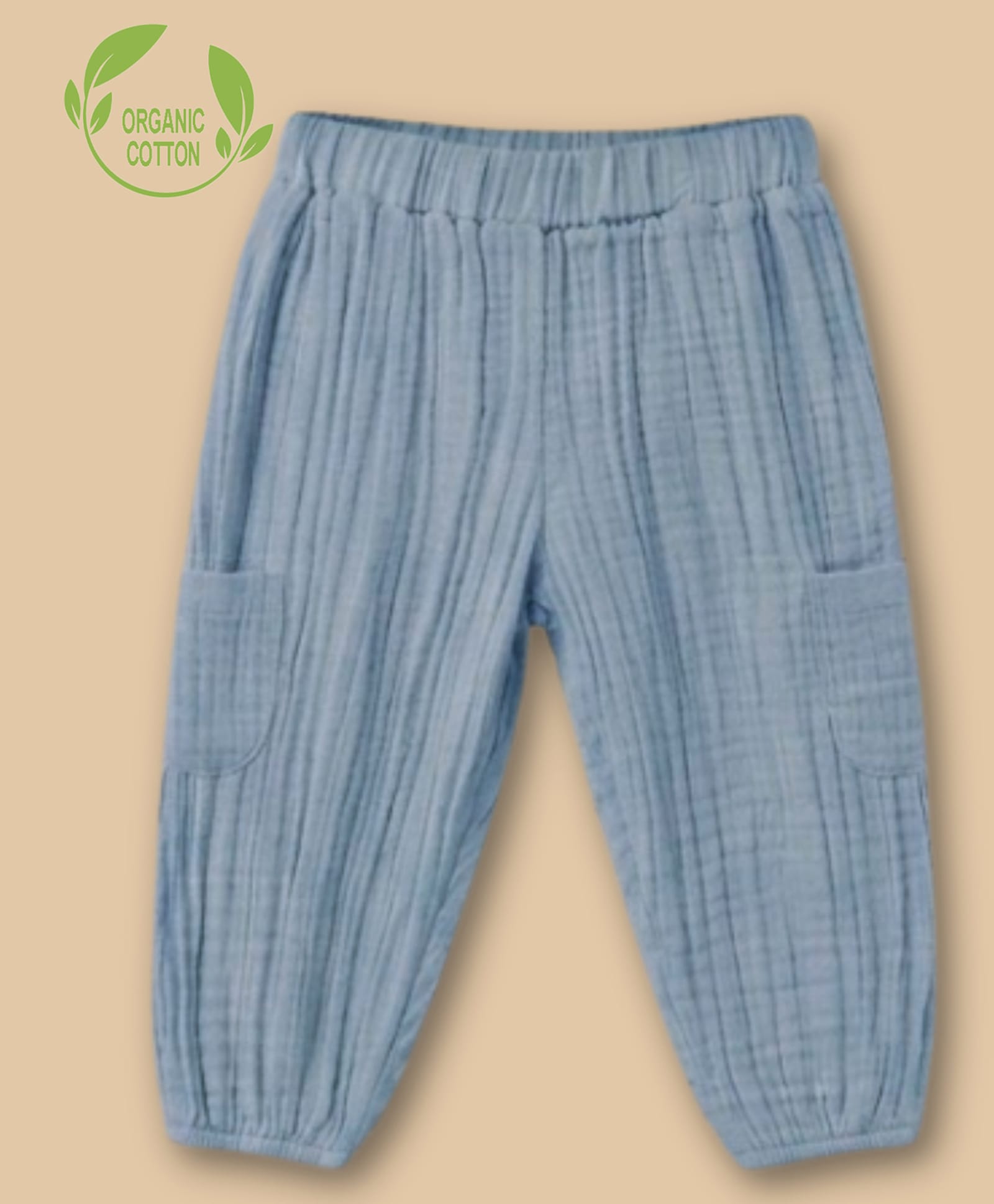 Cot & Candy Organic Muslin Woven Textured Pants - Blue-picture-23