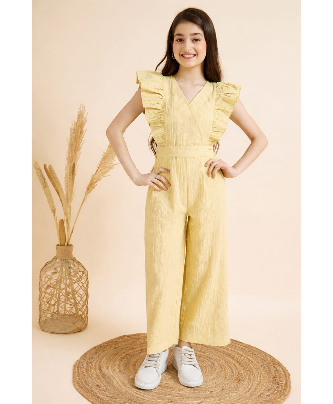 Cherry & Jerry Woven Sleeveless Solid Jumpsuit - Light Yellow-picture-19