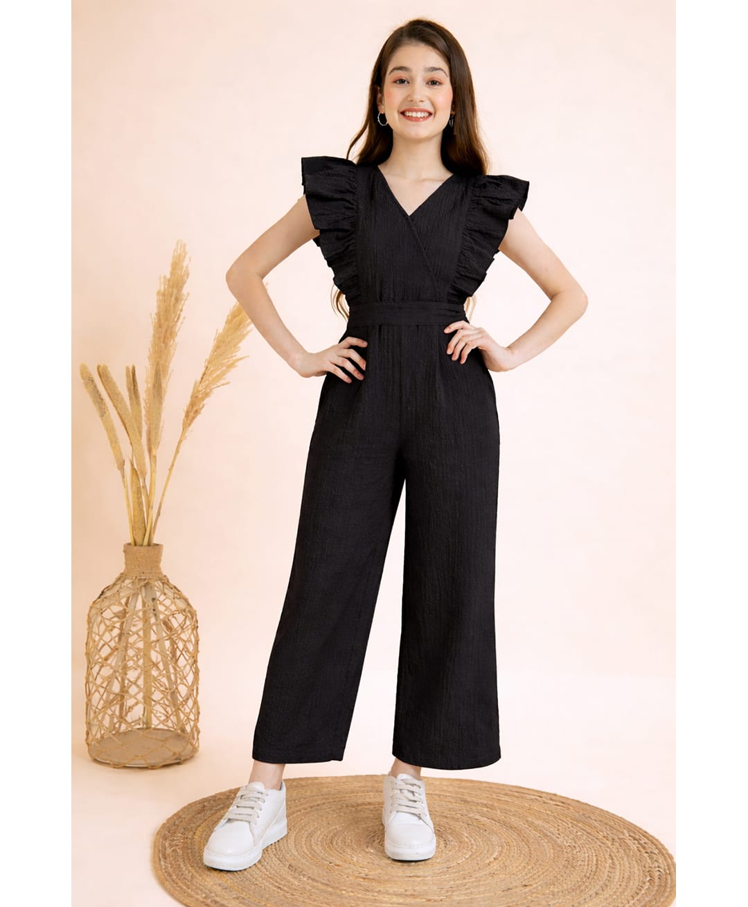 Cherry & Jerry Woven Sleeveless Solid Jumpsuit - Black-picture-18