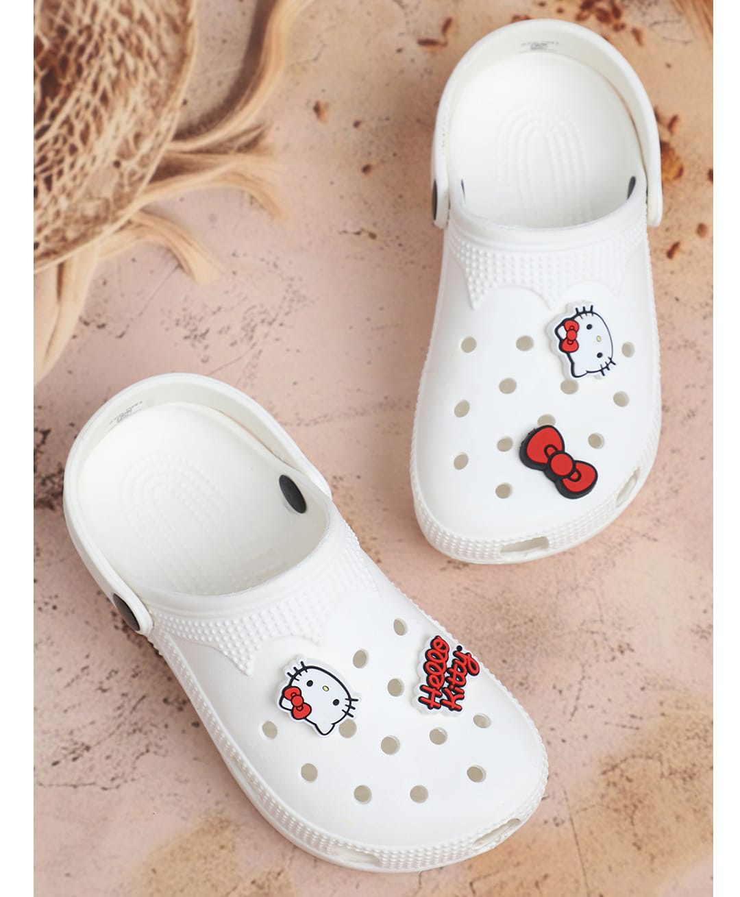 Kidsville Sanrio Featuring Hello Kitty Applique Detailed Perforated Slingback Clogs - Off White-picture-10