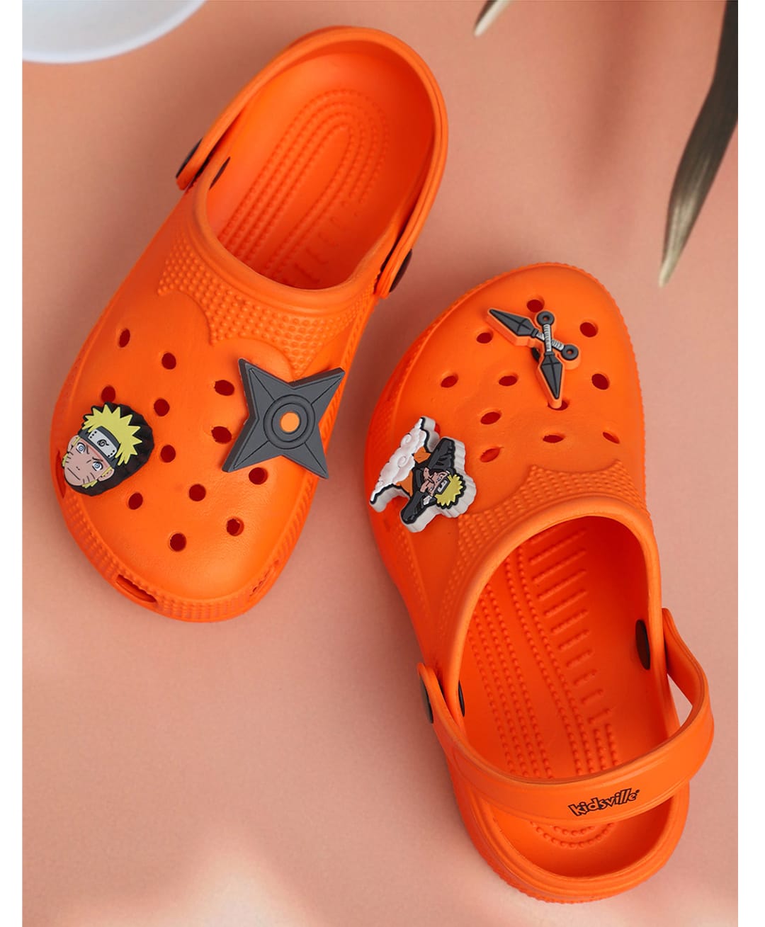 Kidsville Naruto Shippuden Featuring Character Applique Detailed Perforated Slingback Clogs - Orange-picture-14