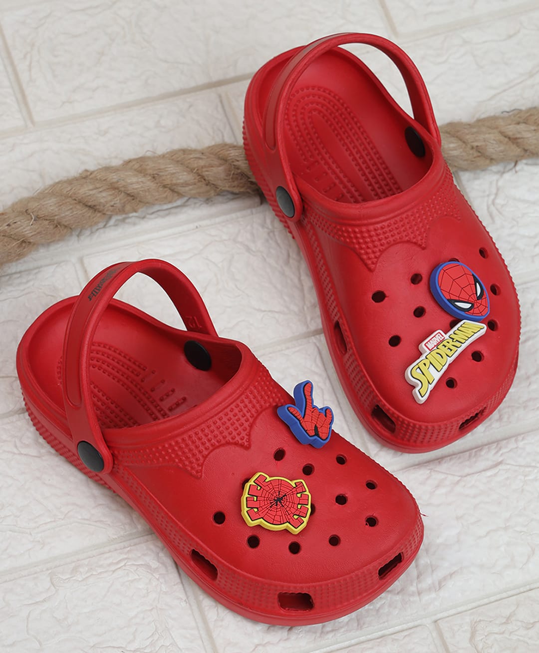 Kidsville Marvel Featuring Spectacular Spiderman Applique Detailed Perforated Slingback Clogs - Red-picture-0