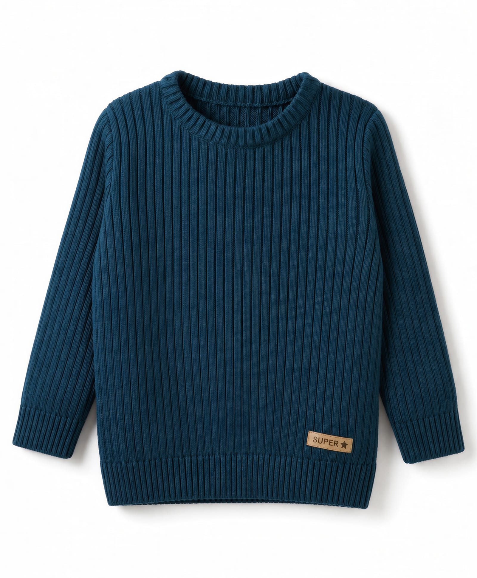 Babyhug Knit Full Sleeves Striped Pullover With Patch - Navy Blue-image-36