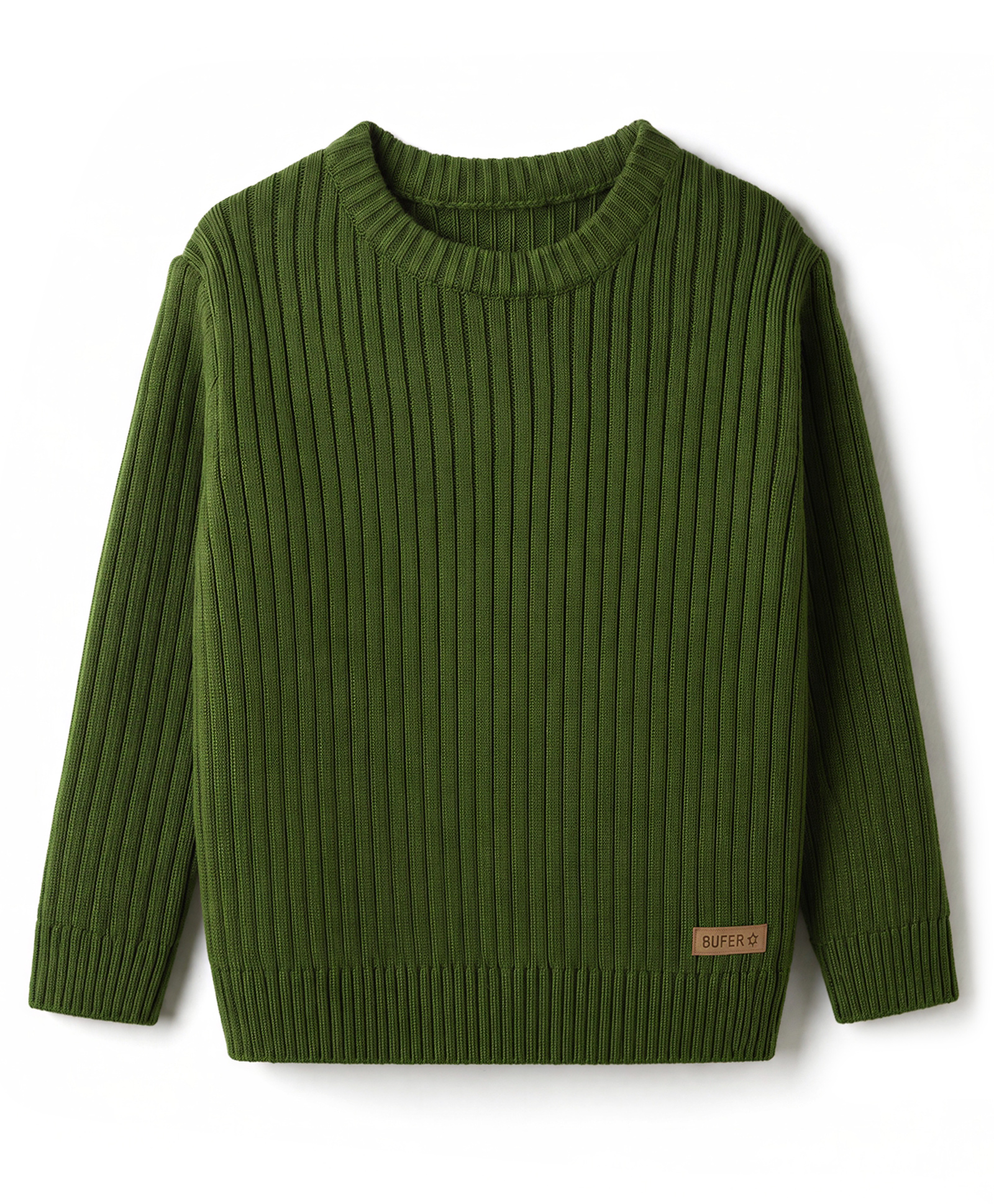Babyhug Knit Full Sleeves Striped Pullover With Patch - Olive Green-picture-23
