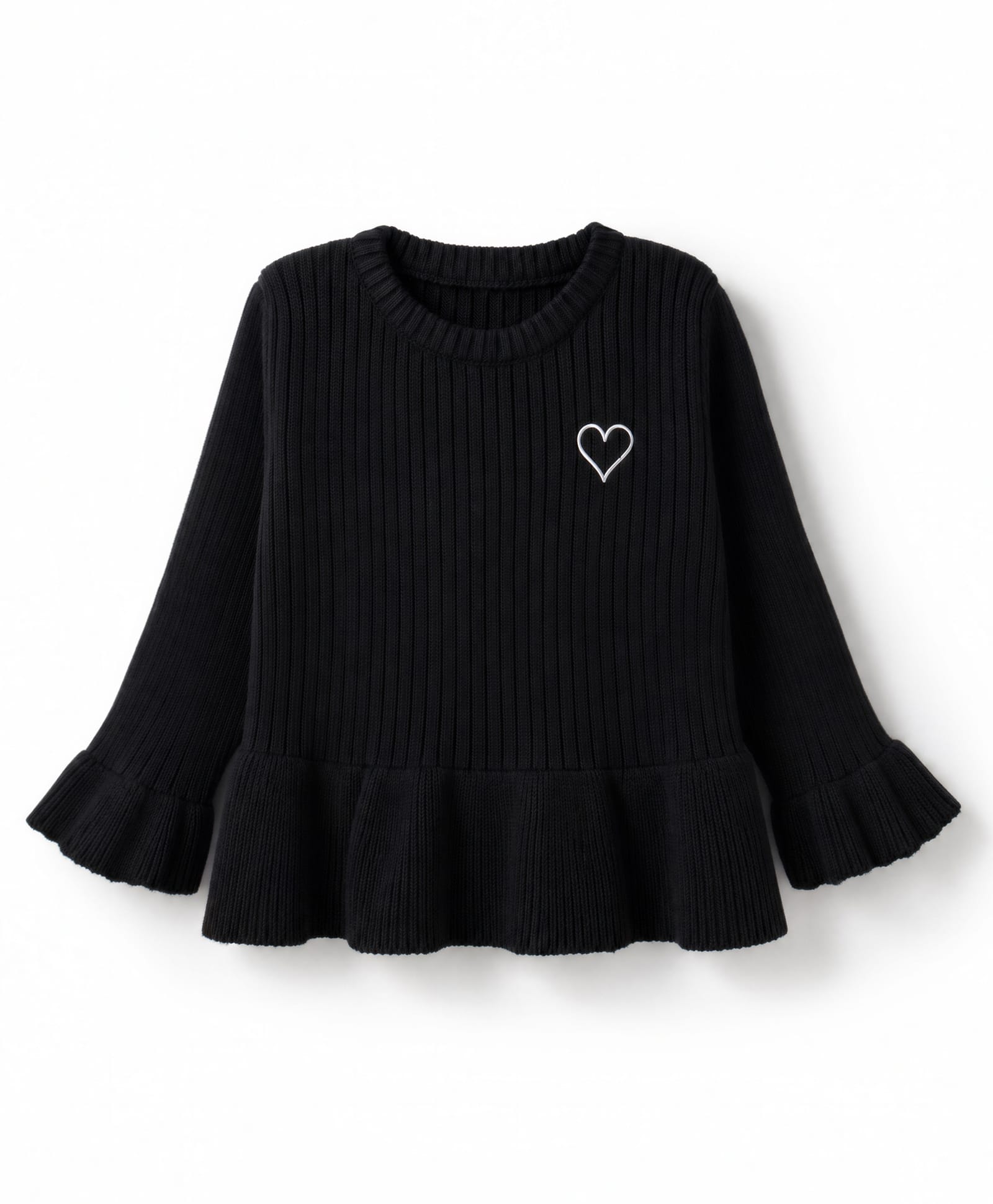 Babyhug Knit Full Sleeves Hearts Embroidered Pullover Sweater - Black-picture-11